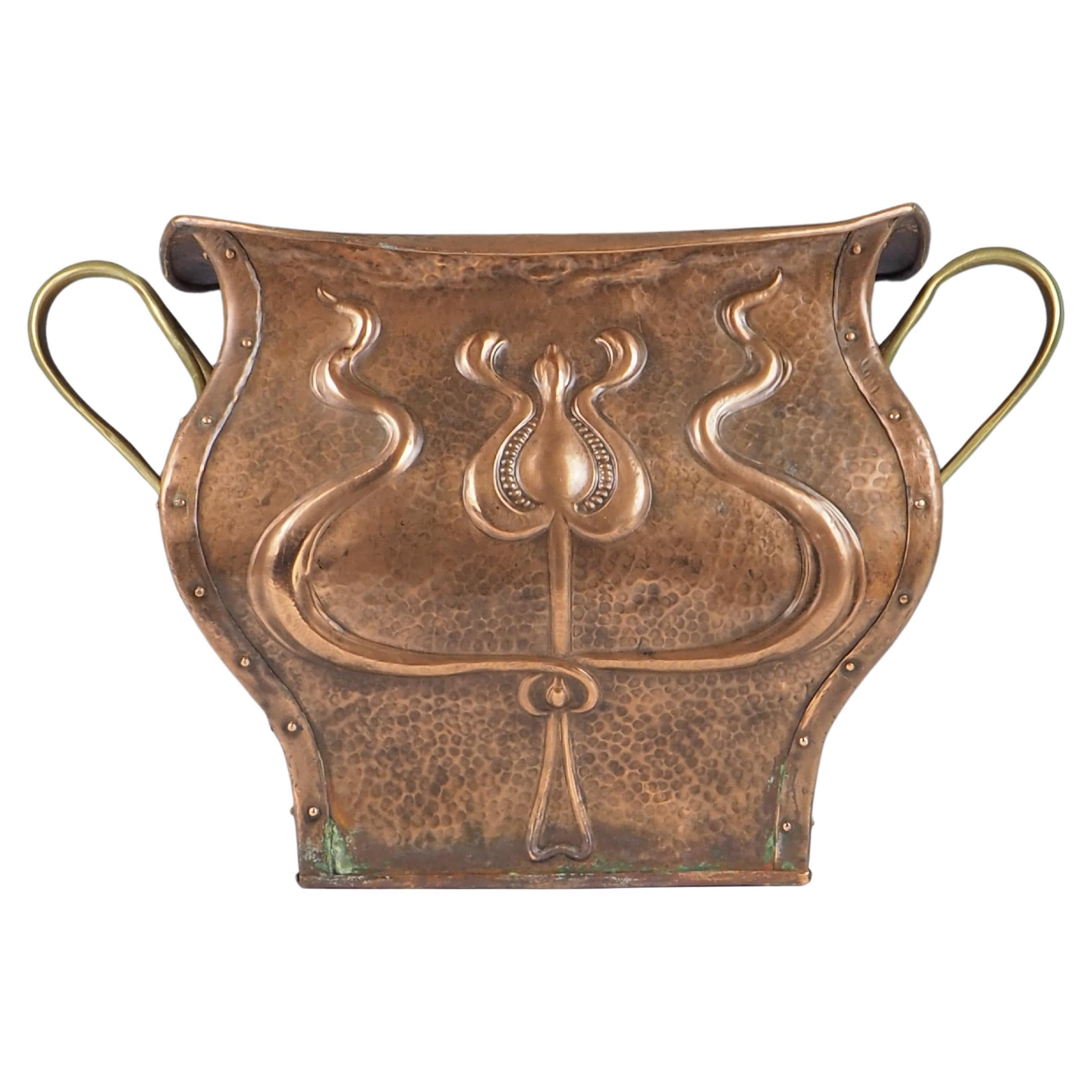Jardinera de cobre Art Nouveau / Jardinere / Cubo de chimenea