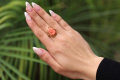 Art Nouveau Coral Cameo Ornate Ring