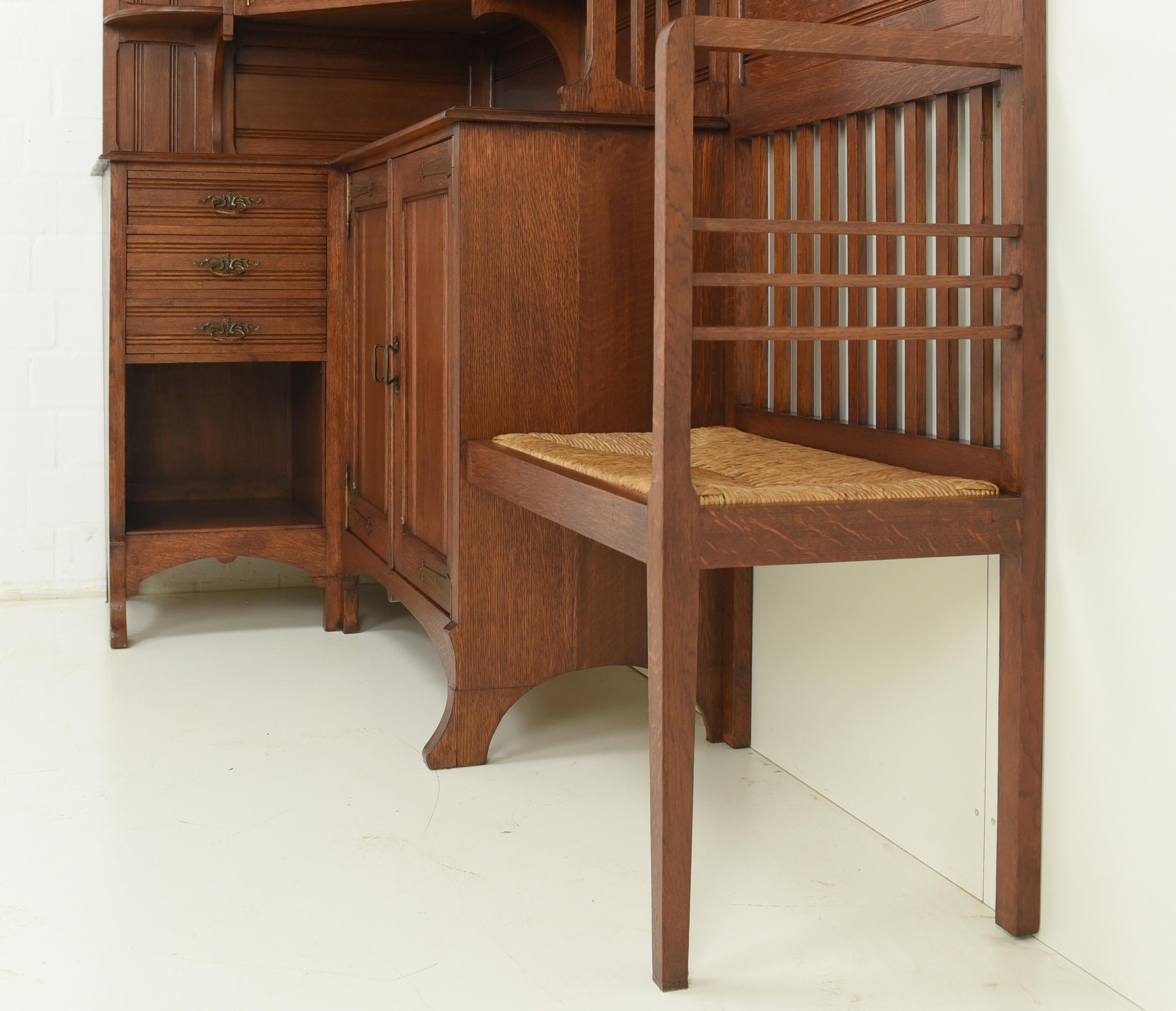 Art Nouveau Corner Cabinet with Bench in Oak by Albert Dumont, 1915 For Sale 6