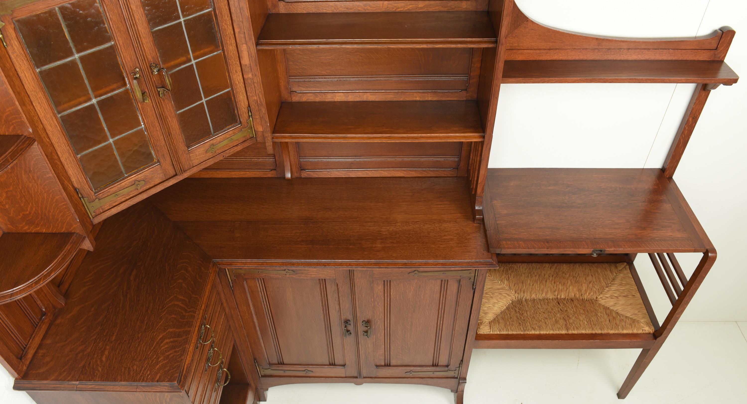 Art Nouveau Corner Cabinet with Bench in Oak by Albert Dumont, 1915 For Sale 1