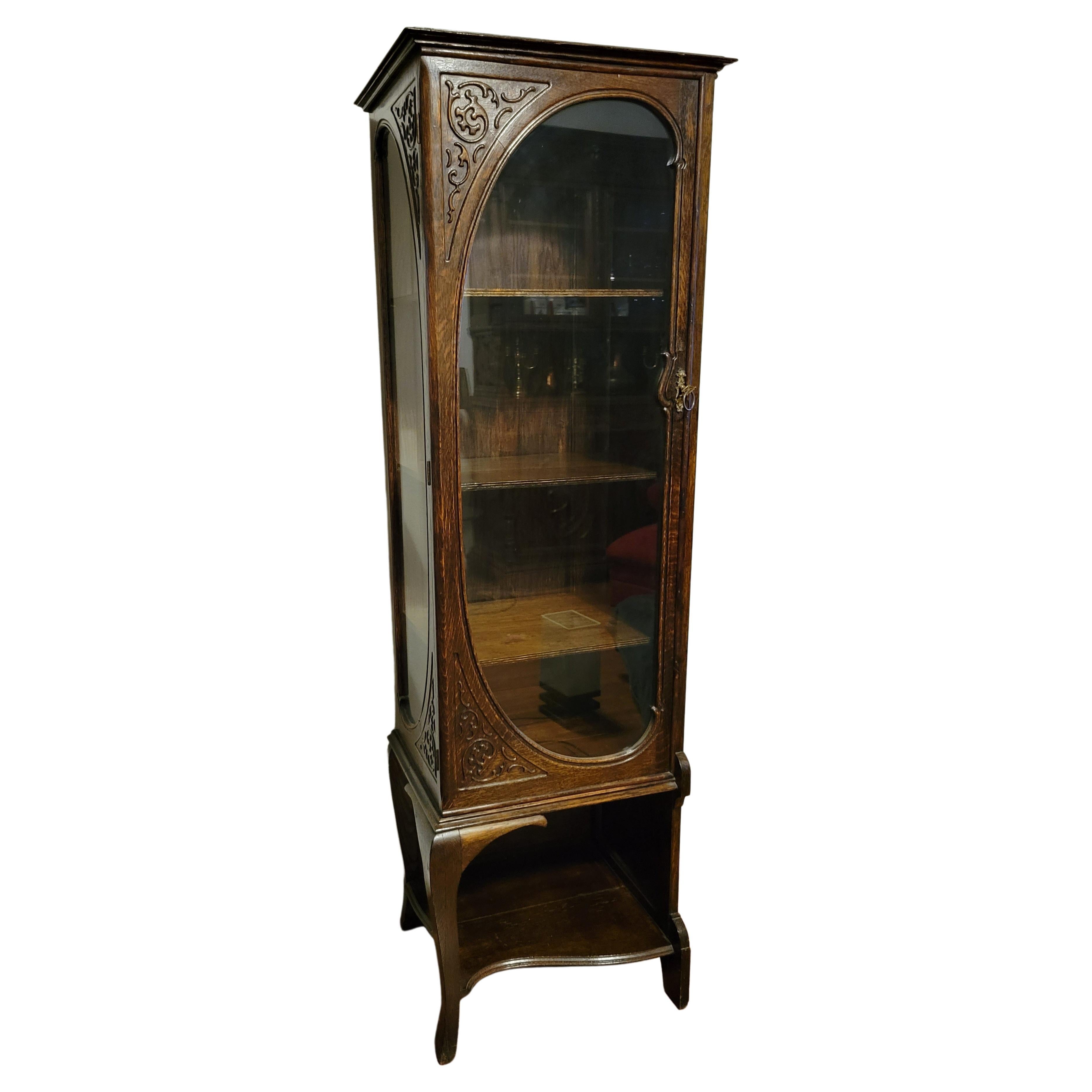 Art Nouveau Corner Curio For Sale at 1stDibs