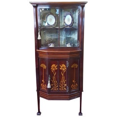 Antique Art Nouveau Corner Display Cabinet