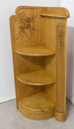 Art Nouveau Corner Shelves French Oak Étagère