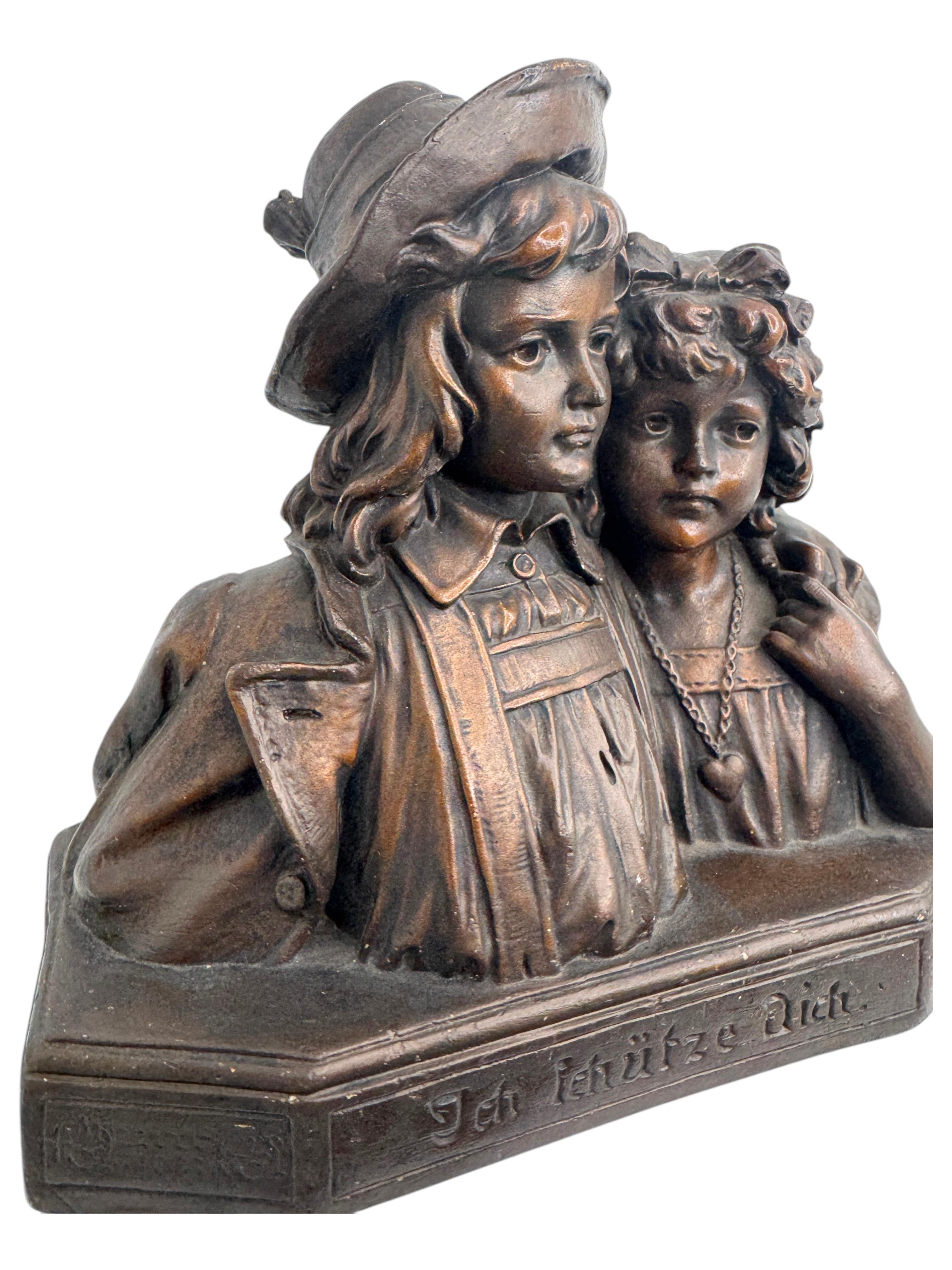 Buste Art Nouveau Couple Homme & Femme Antique Allemand, 1890 - 1900s en vente 3