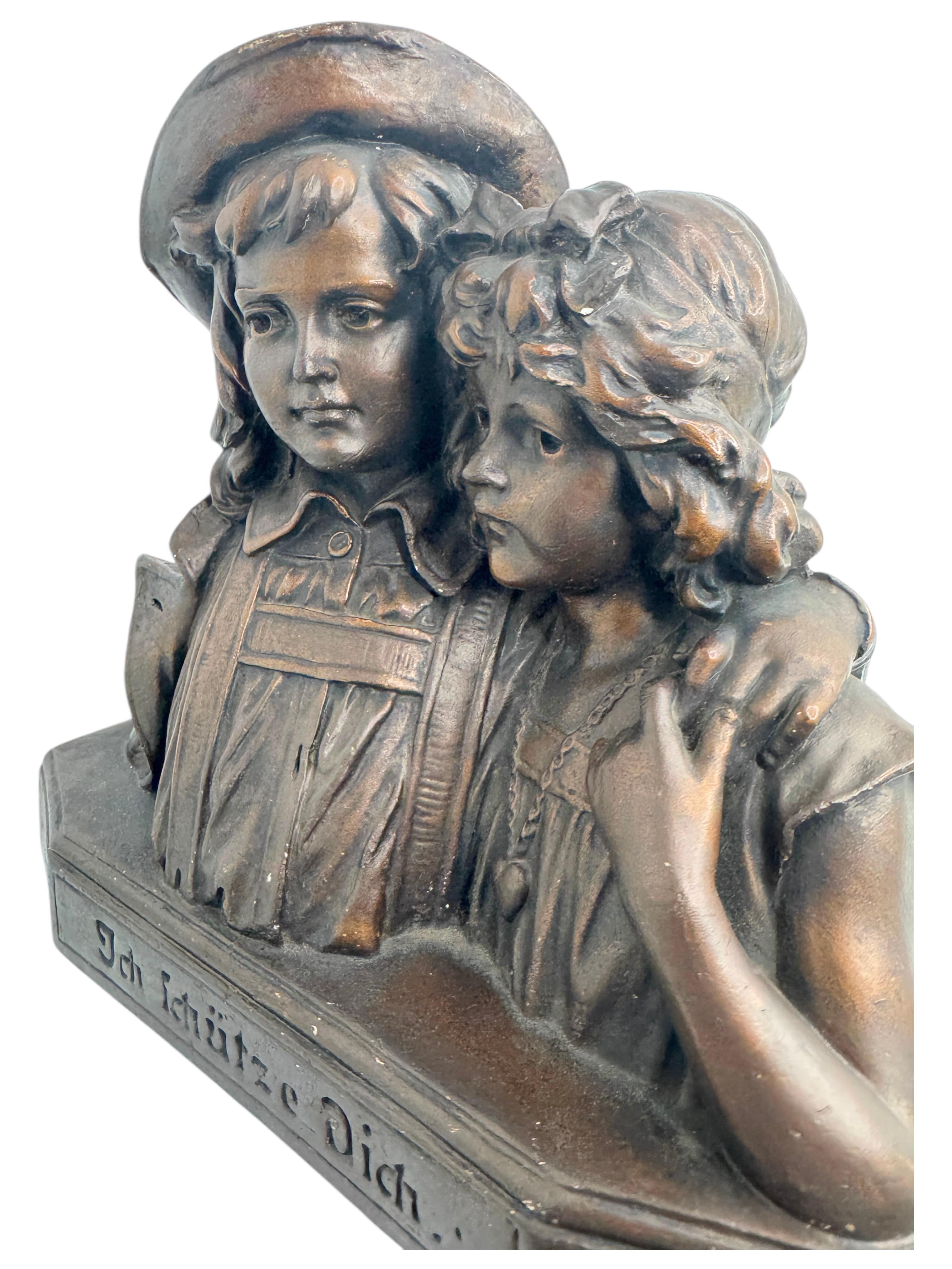 Buste Art Nouveau Couple Homme & Femme Antique Allemand, 1890 - 1900s en vente 4