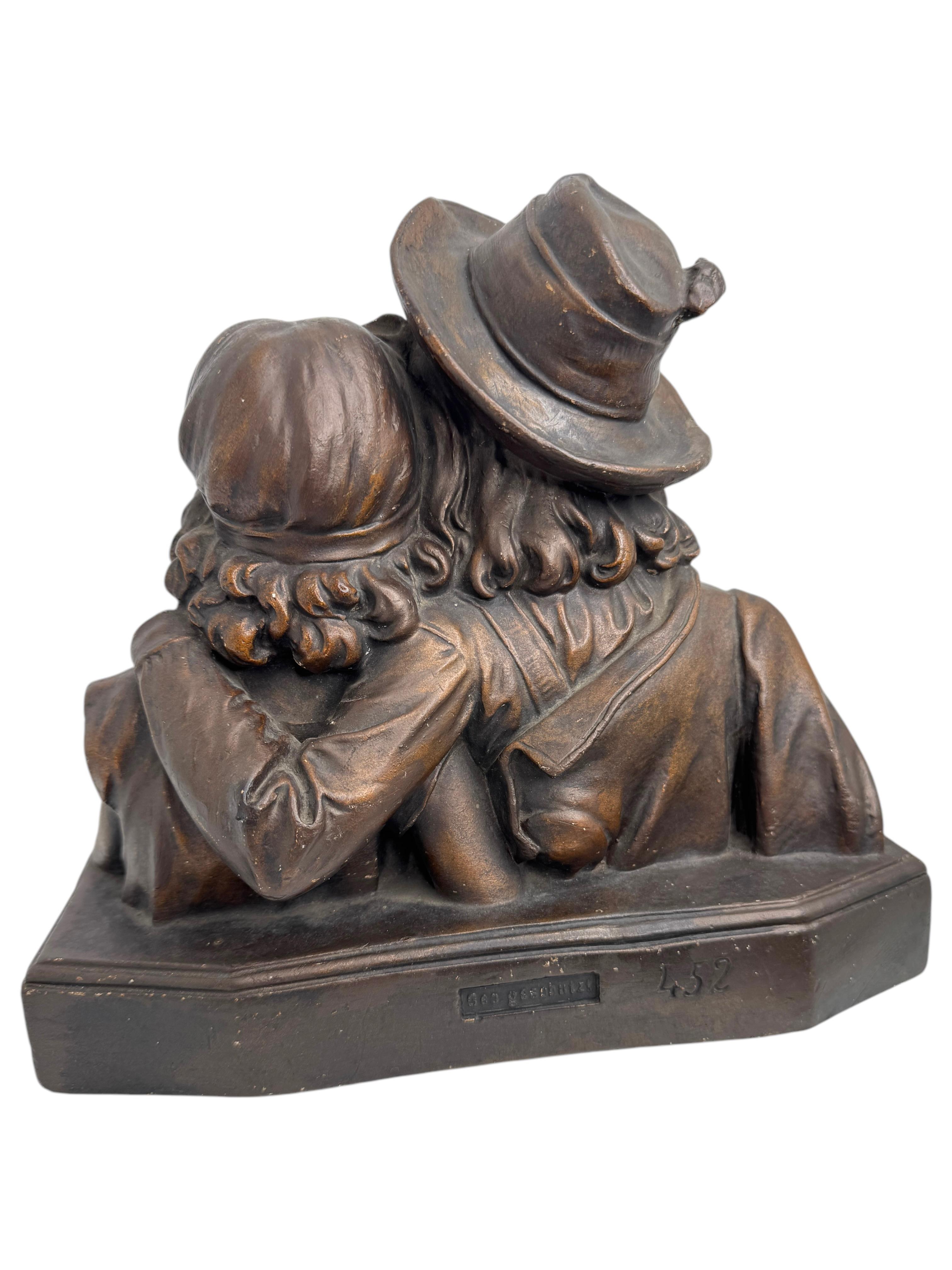 Buste Art Nouveau Couple Homme & Femme Antique Allemand, 1890 - 1900s en vente 6