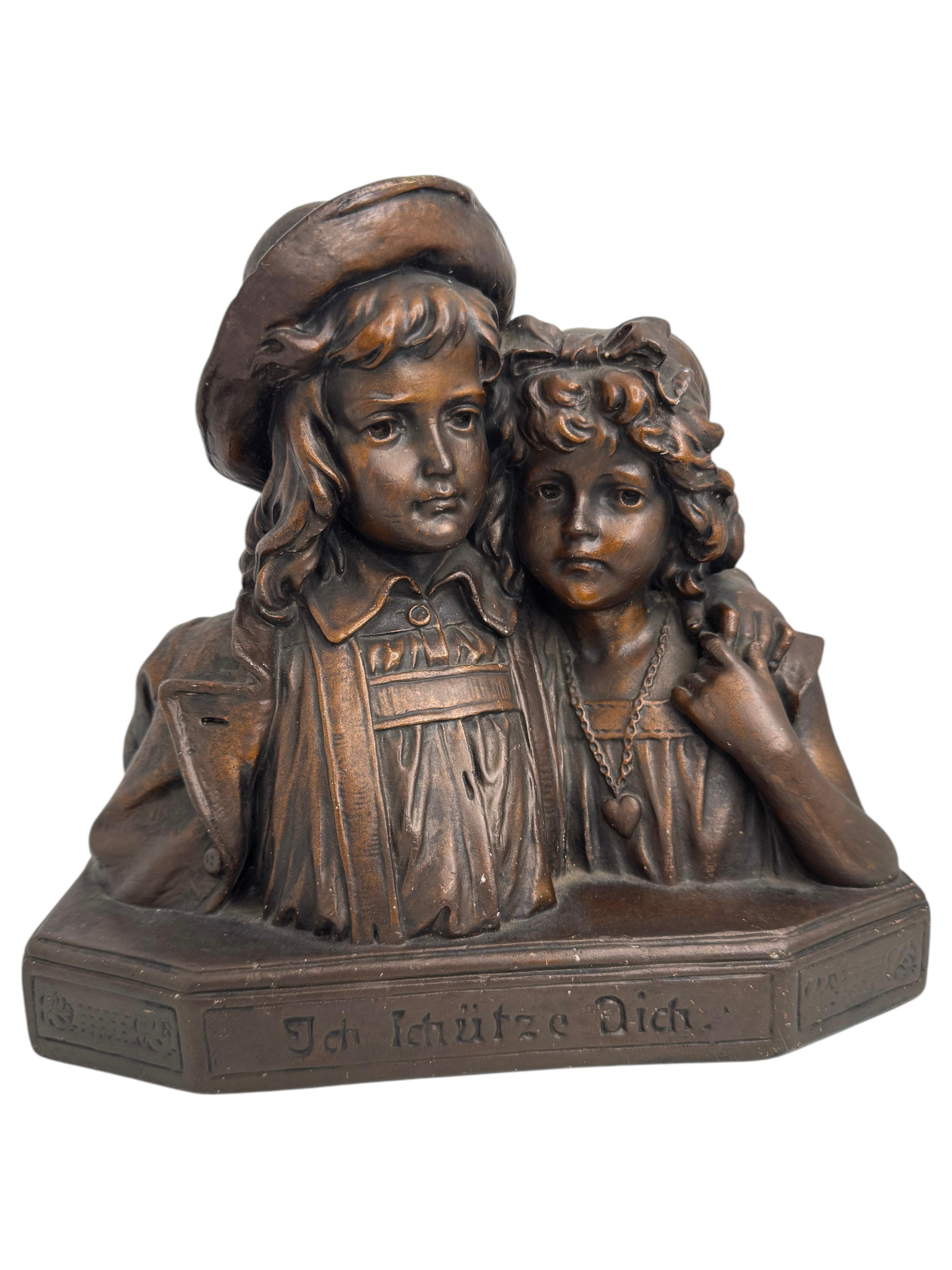 Buste Art Nouveau Couple Homme & Femme Antique Allemand, 1890 - 1900s en vente 7