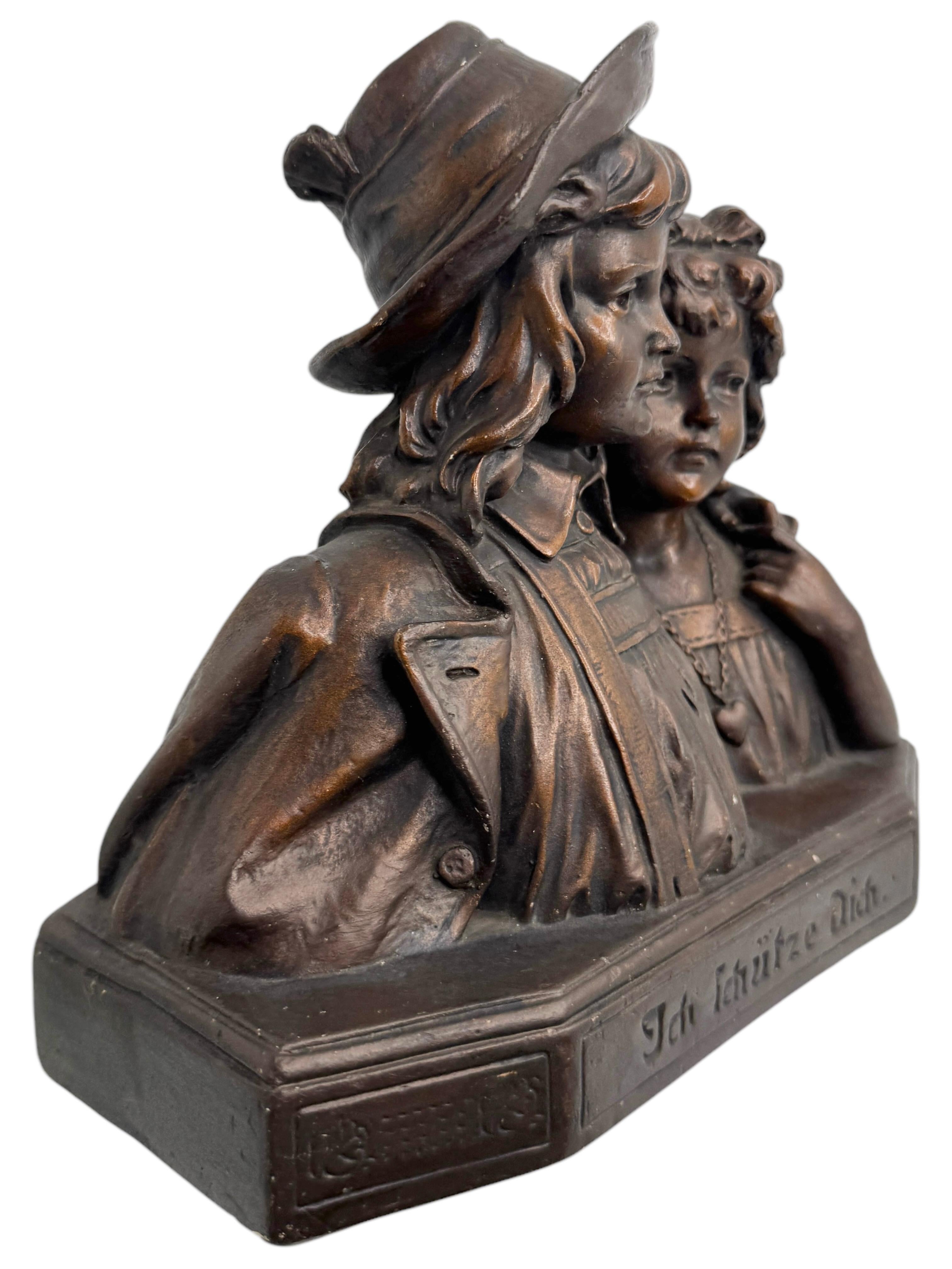 Buste Art Nouveau Couple Homme & Femme Antique Allemand, 1890 - 1900s Bon état - En vente à Nuernberg, DE