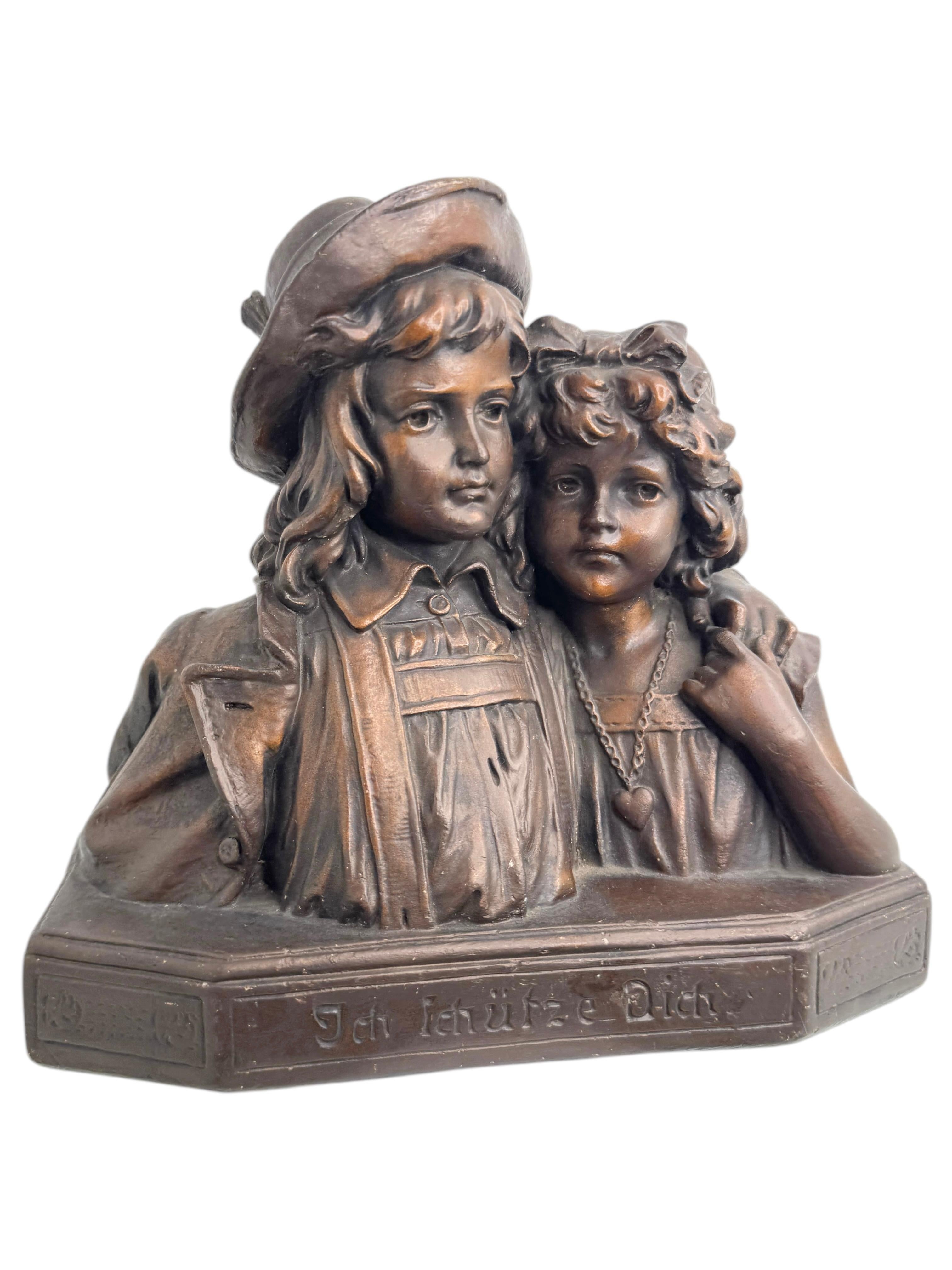 20ième siècle Buste Art Nouveau Couple Homme & Femme Antique Allemand, 1890 - 1900s en vente