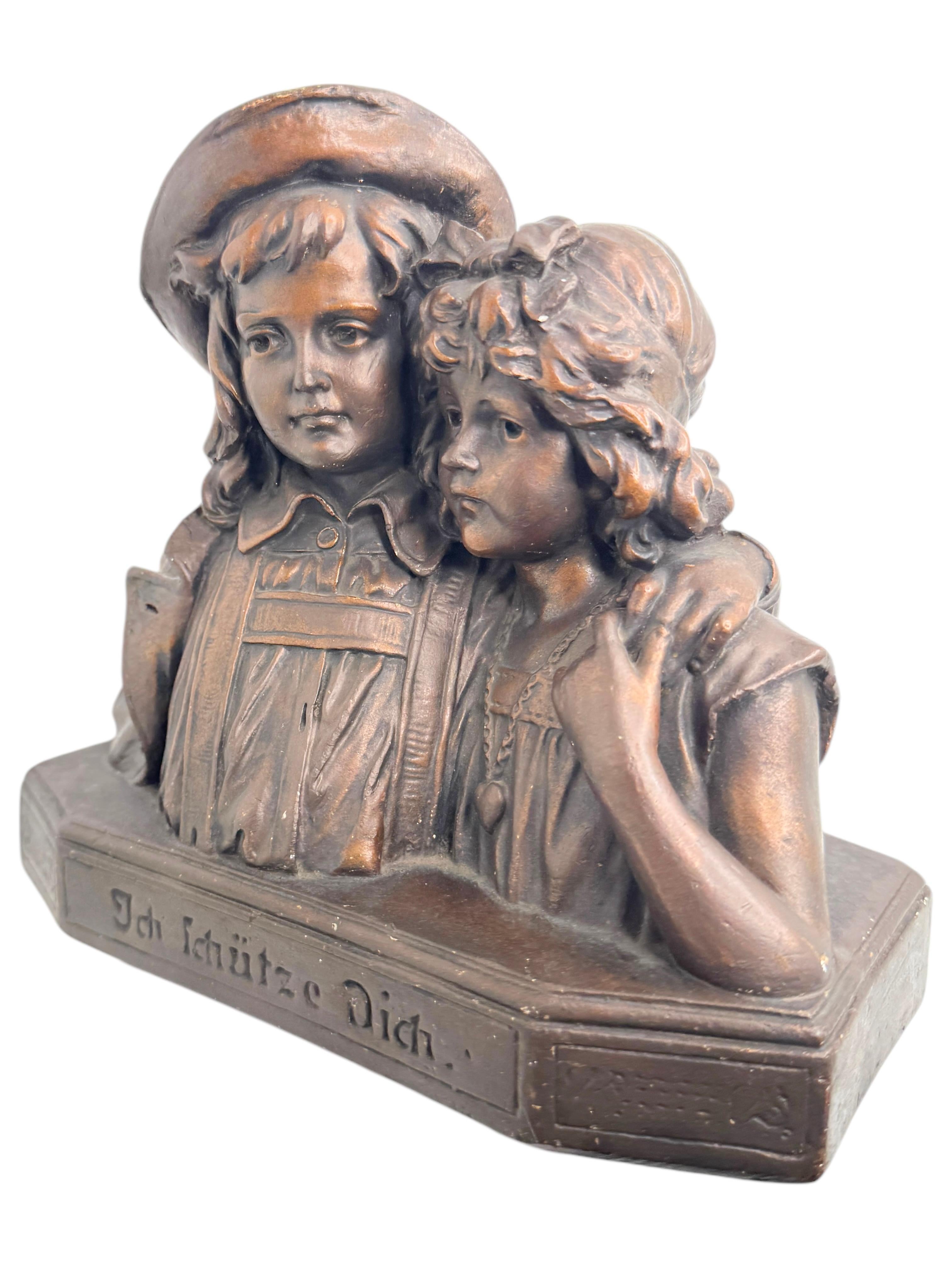 Plâtre Buste Art Nouveau Couple Homme & Femme Antique Allemand, 1890 - 1900s en vente