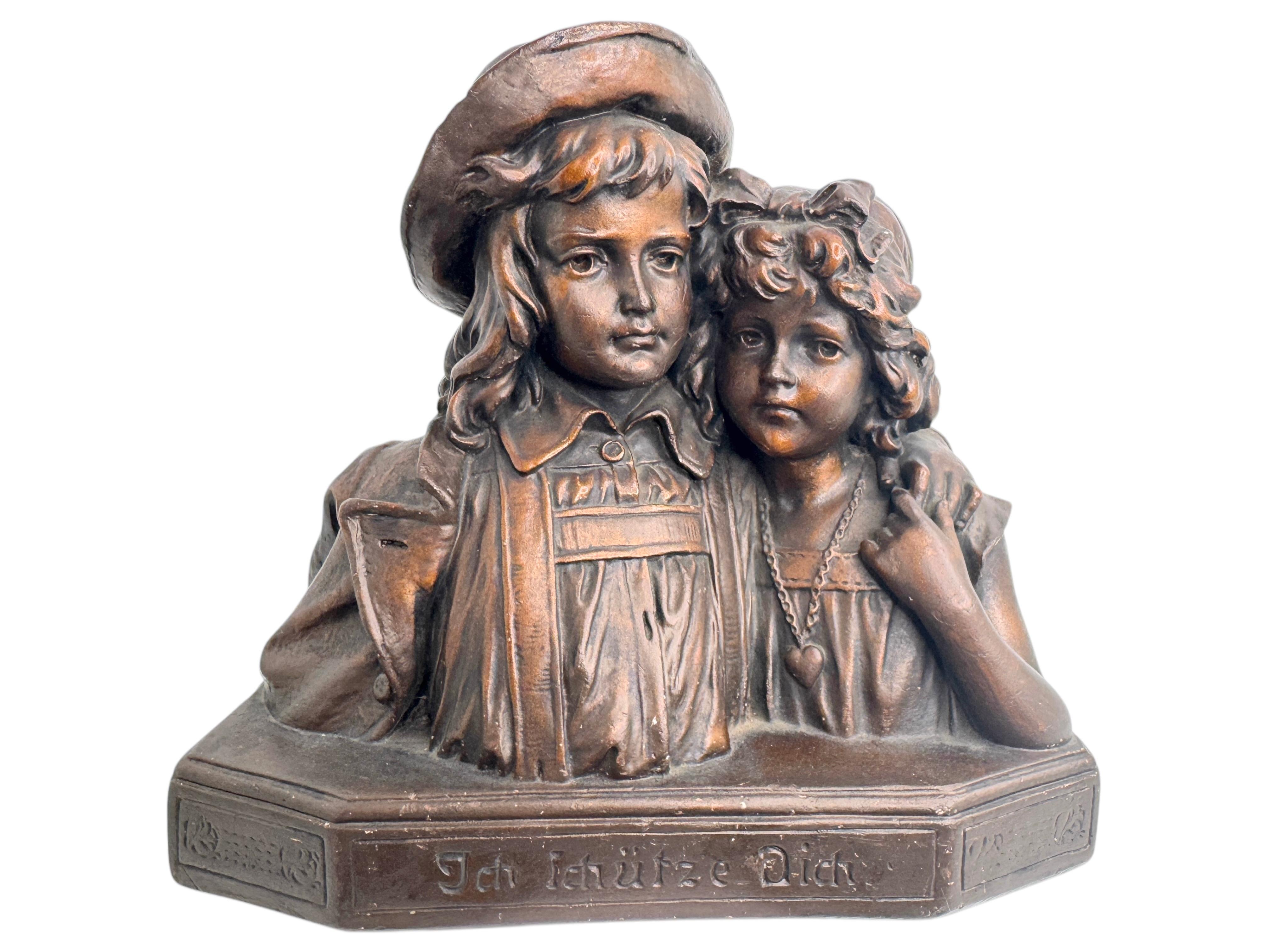 Art Nouveau Pareja Busto Hombre y Mujer Antiguo Alemán, 1890s - 1900s