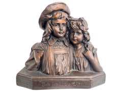 Art Nouveau Couple Man & Woman Bust Antique German, 1890s - 1900s