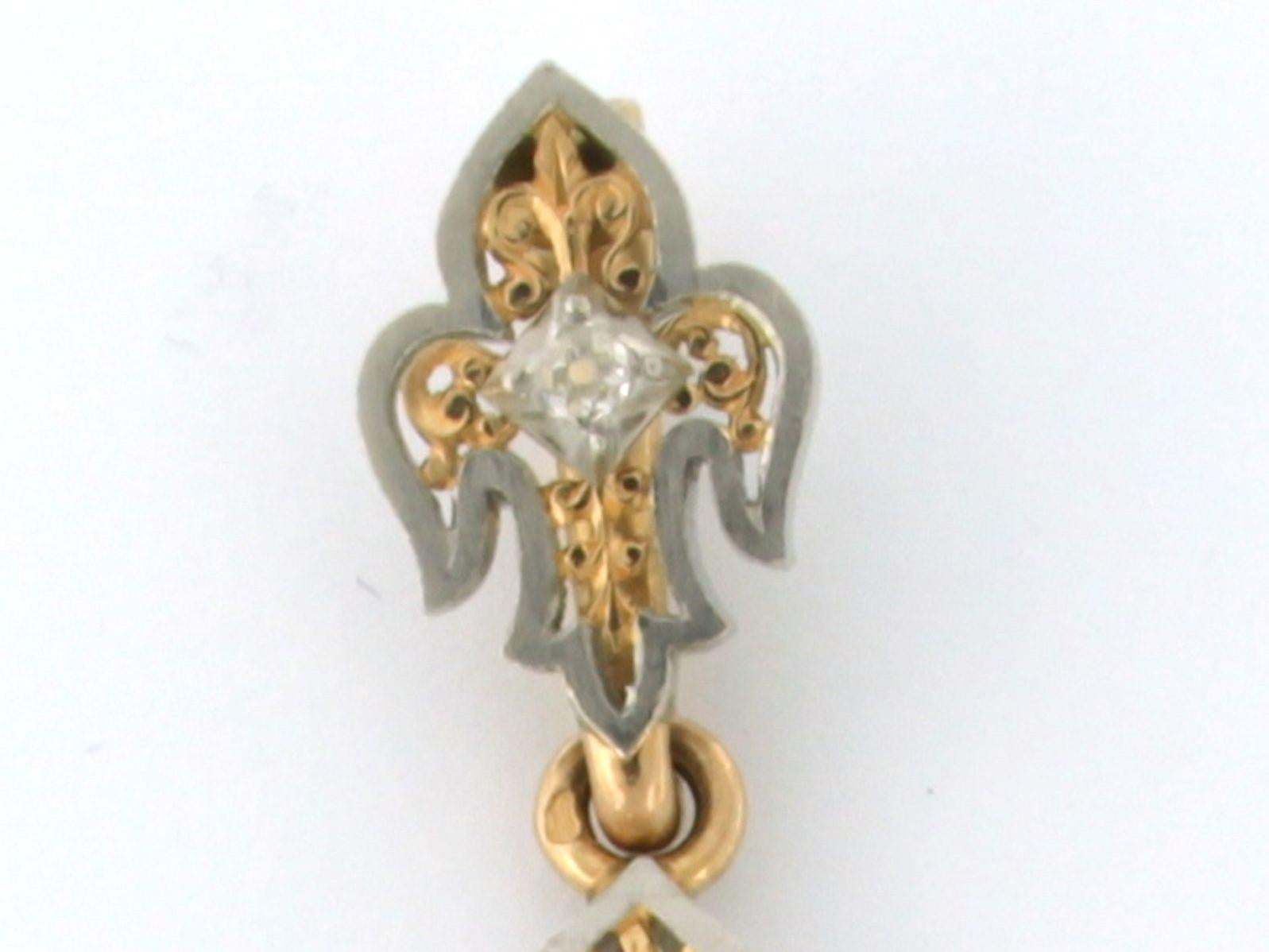 Art Nouveau ART NOUVEAU cross pendant set with diamonds 0.40ct 18k gold For Sale