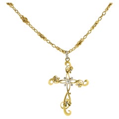 Antique Art Nouveau Cross with Diamonds