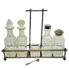 Art Nouveau Cruet Glass Condiment Set Antique Europe, Sweden, 1900s