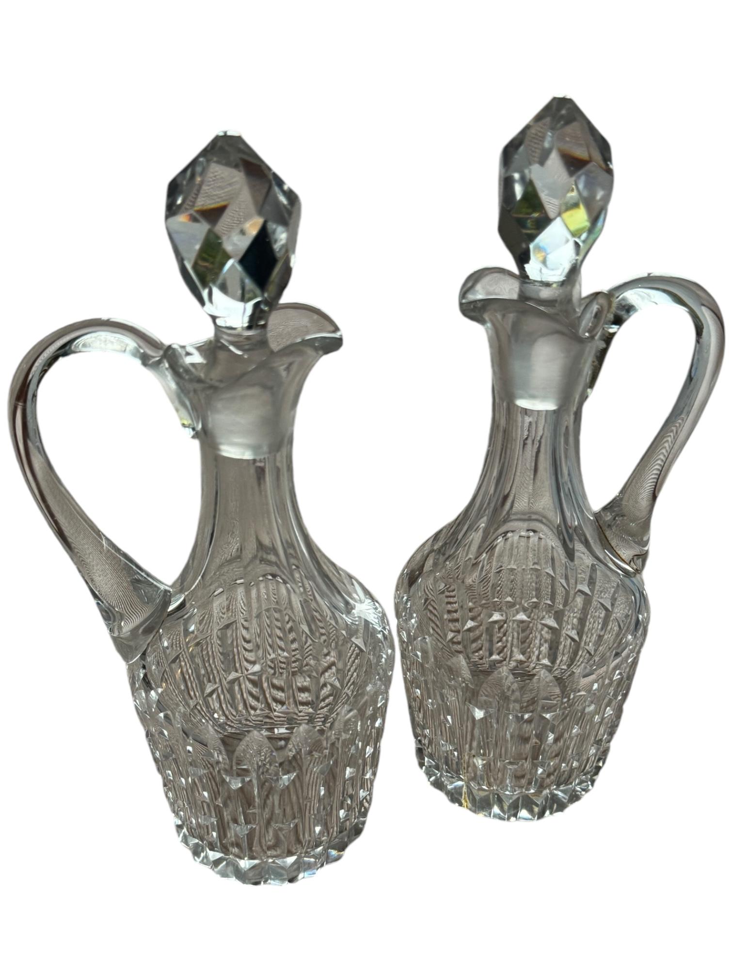 Art Nouveau Cruet Glass Two Bottle Vinegar & Oil Set Antique European, 1900s For Sale 10