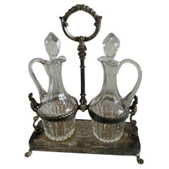 Jugendstil-Krügeglas-Set aus zwei Flaschen, Vinegar und Öl, antik, europäisches, 1900er Jahre