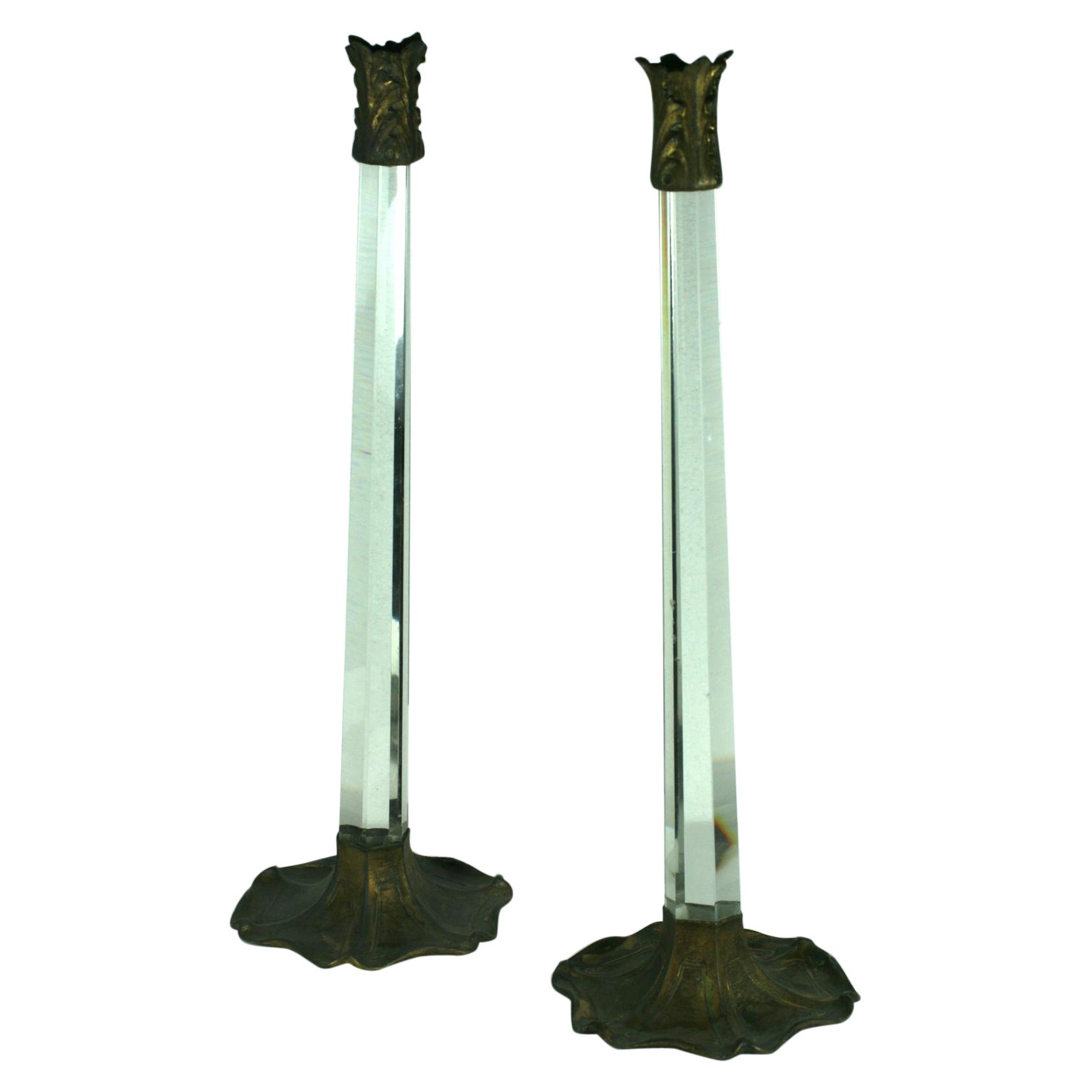 Art Nouveau Crystal Candlesticks