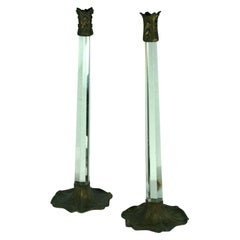 Art Nouveau Crystal Candlesticks