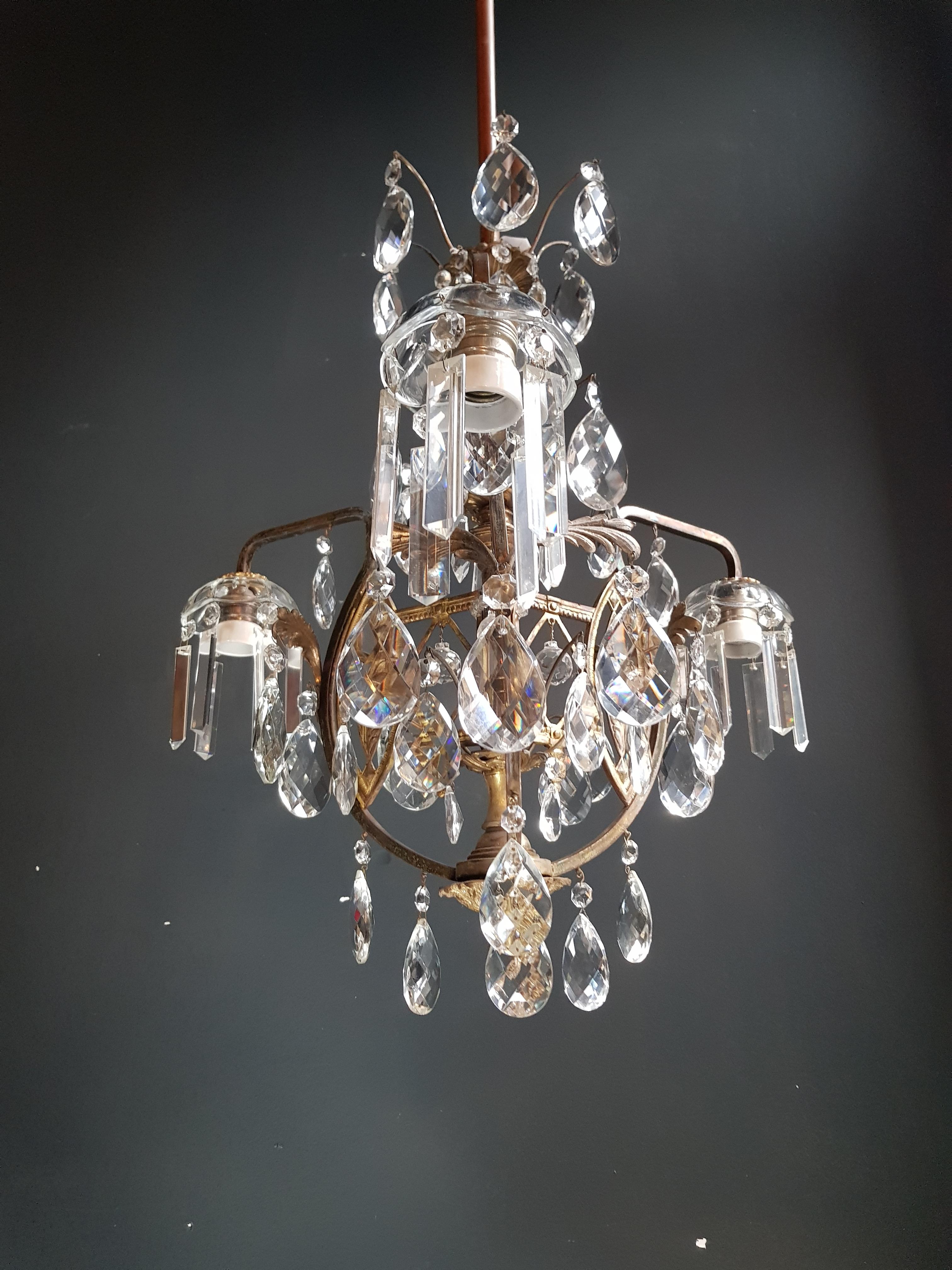 Art Nouveau Kristall Kronleuchter Lüster Deckenlampe Rarität (Art nouveau) im Angebot