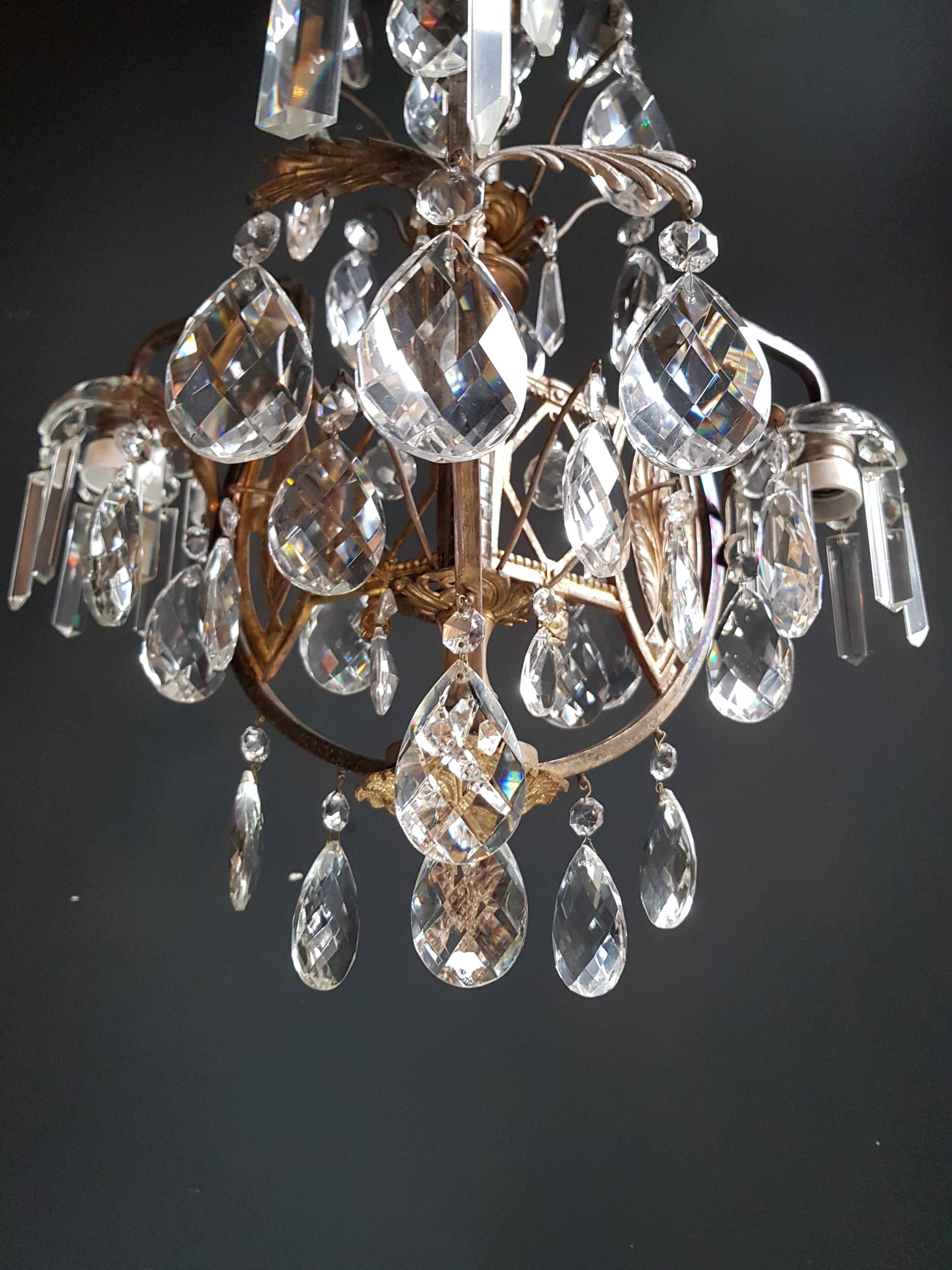 Ottone Lampadario in cristallo Art Nouveau Lustre Lampada da soffitto Rarità in vendita