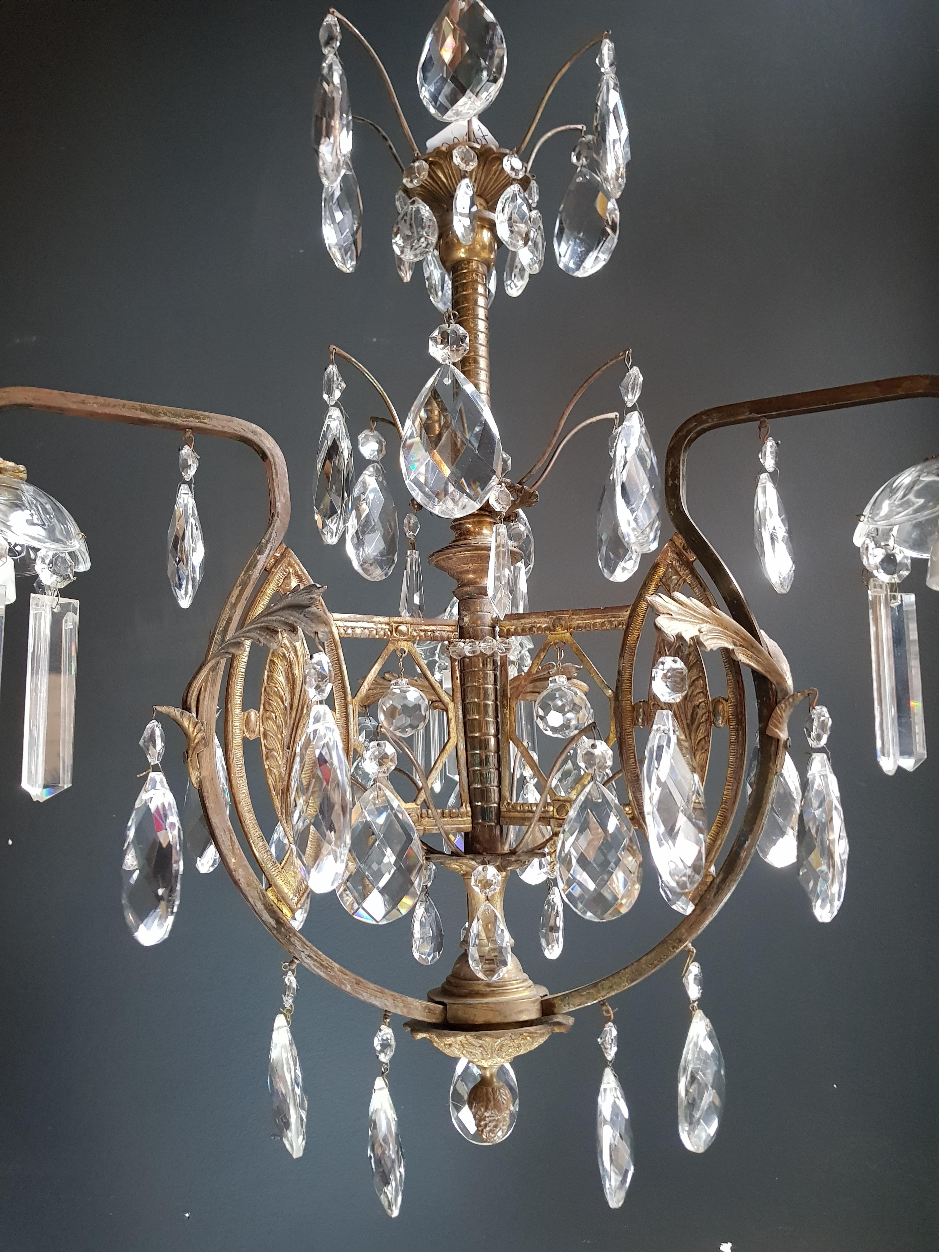 Art Nouveau Crystal Chandelier Lustre Ceiling Lamp Rarity In Good Condition For Sale In Berlin, DE