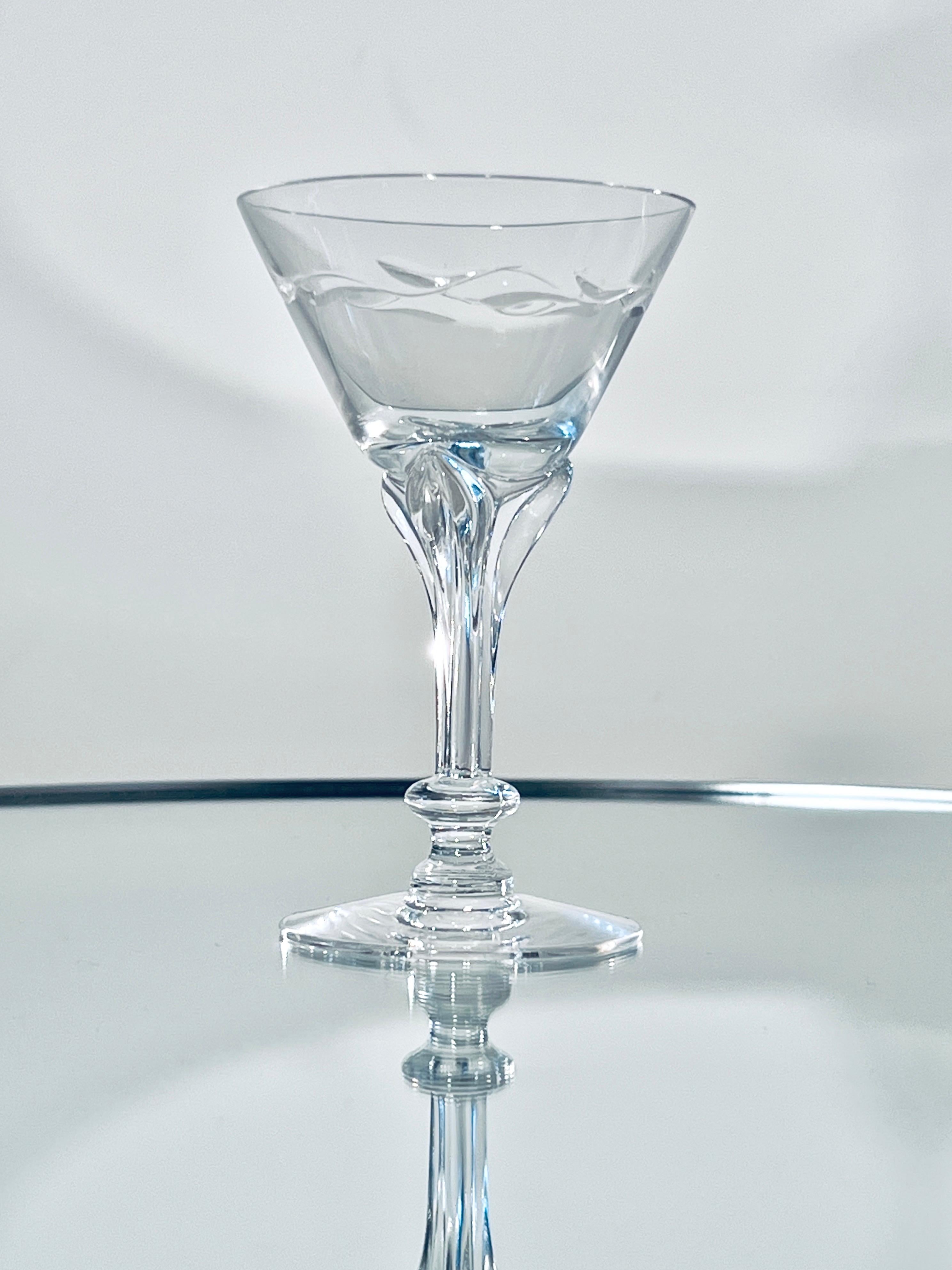 Art Nouveau Crystal Cocktail Glasses by Tiffin Glass, Set of Twelve, c. 1950s For Sale 4