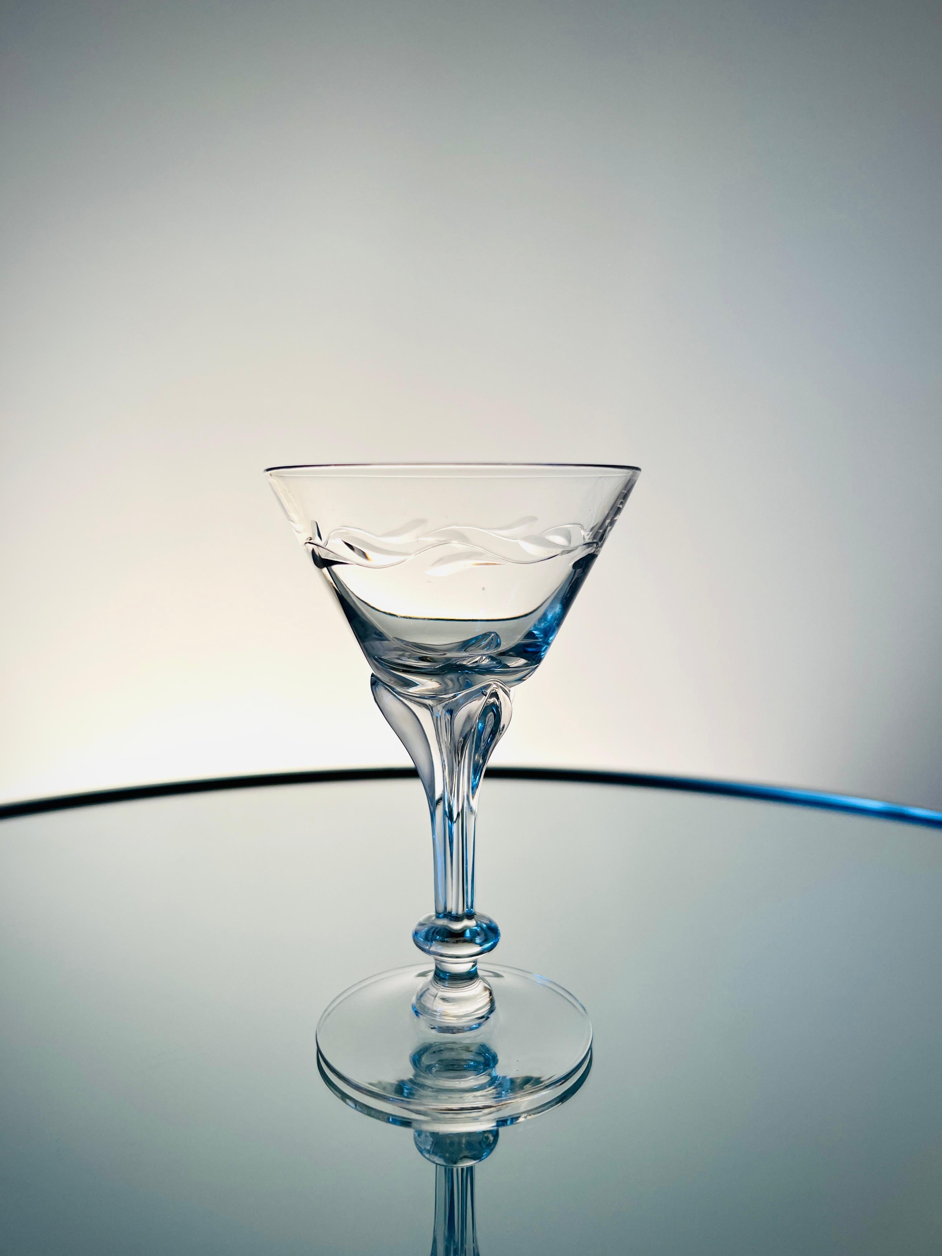 Art nouveau Verres à cocktail en cristal Art Nouveau de Tiffin Glass, ensemble de douze, vers les années 1950 en vente