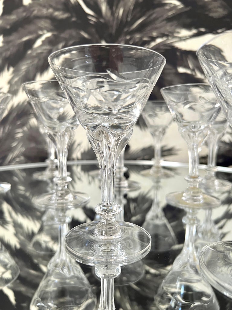 Art Nouveau Crystal Cocktail Glasses by Tiffin Glass, Set of Twelve, c