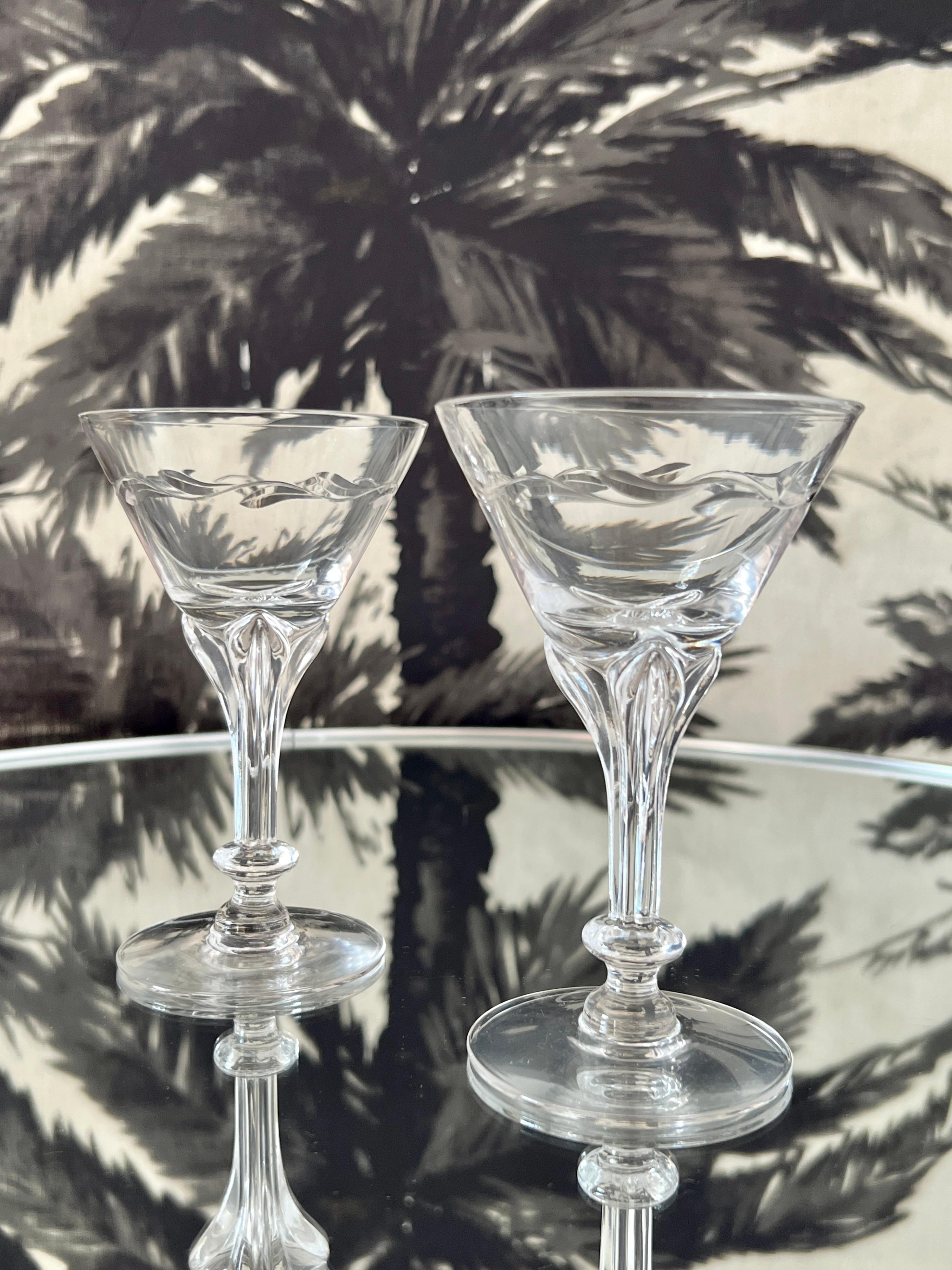 Art Nouveau Crystal Cocktail Glasses by Tiffin Glass, Set of Twelve, c. 1950s For Sale 2