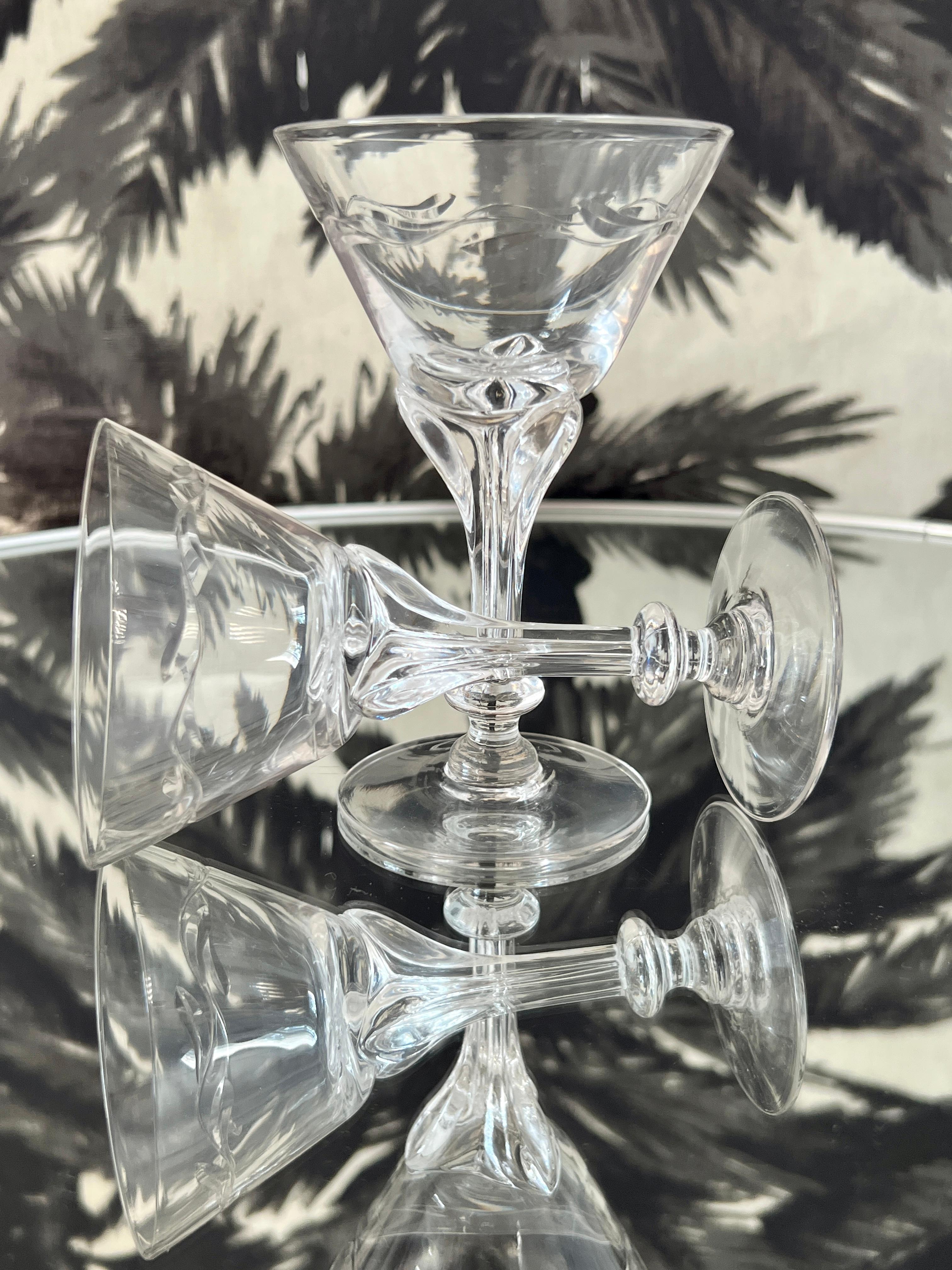 Art Nouveau Crystal Cocktail Glasses by Tiffin Glass, Set of Twelve, c. 1950s For Sale 3