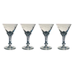 Art Nouveau Crystal Cocktail Glasses by Tiffin Glass, Set of Twelve, c. 1950s