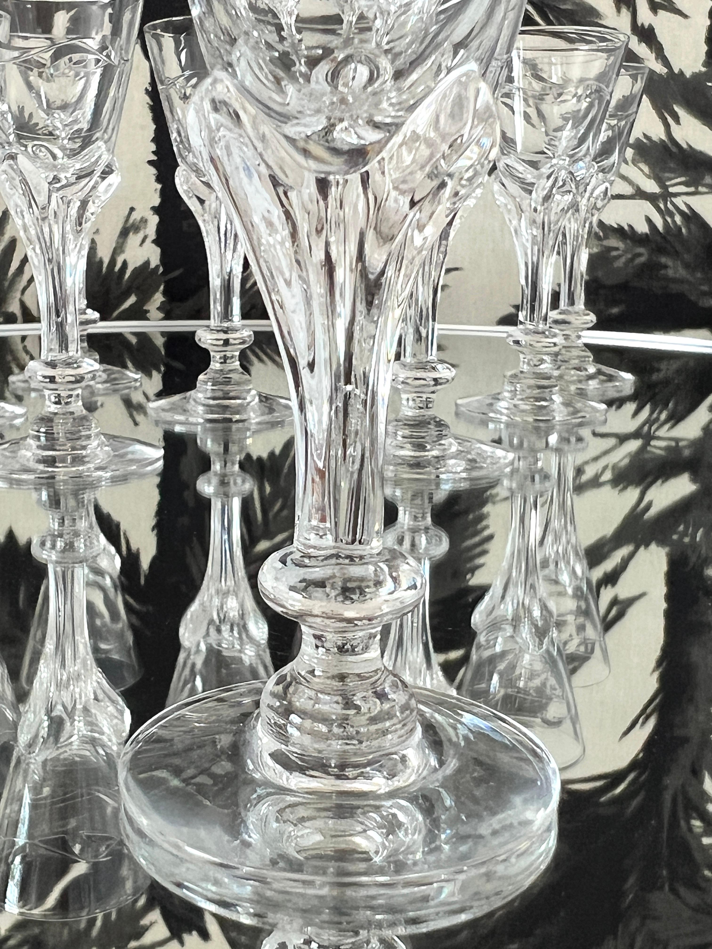 Art Nouveau Crystal Cordial Glasses by Tiffin Glass, Set of Ten For Sale 4