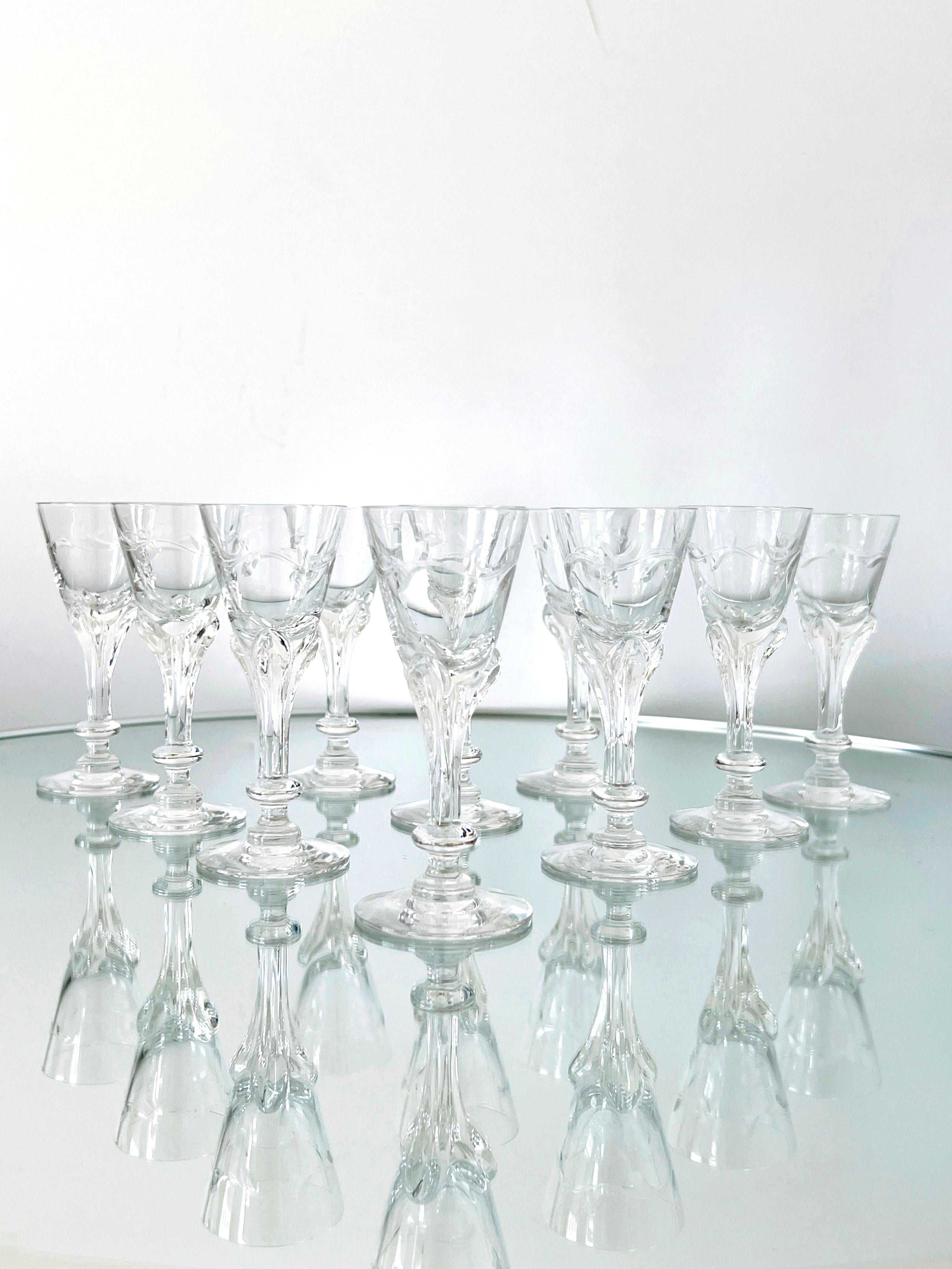 Art Nouveau Crystal Cordial Glasses by Tiffin Glass, Set of Ten For Sale 5