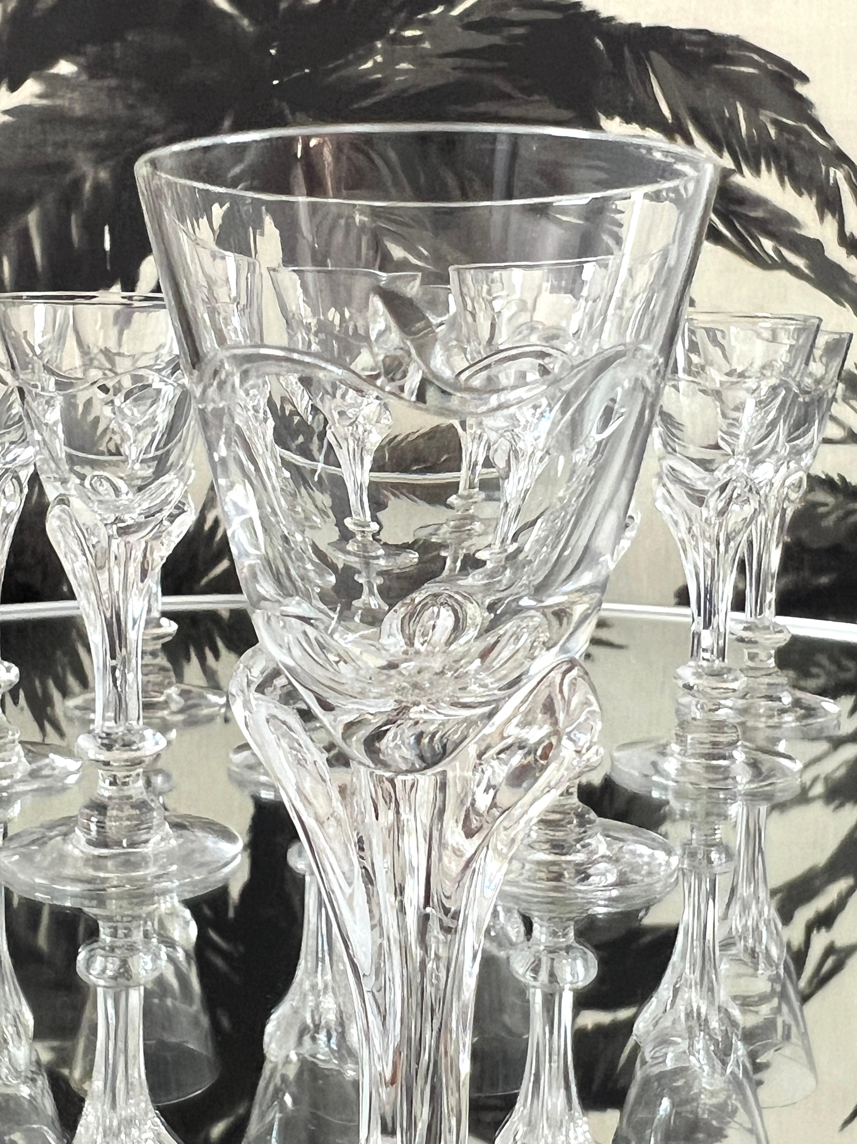Mid-20th Century Art Nouveau Crystal Cordial Glasses by Tiffin Glass, Set of Ten For Sale