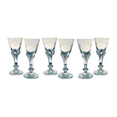 Art Nouveau Crystal Cordial Glasses by Tiffin Glass, Set of Ten