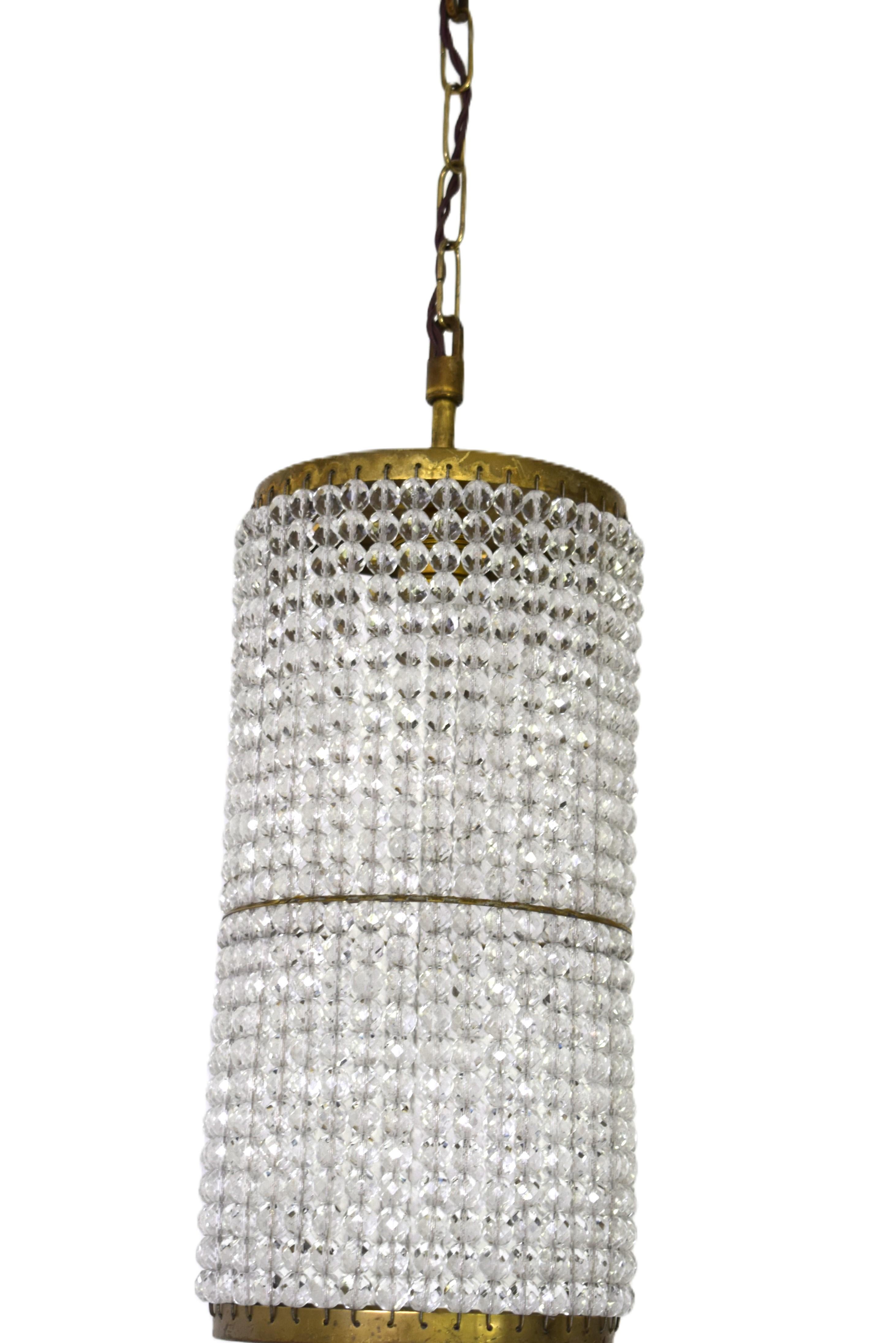 Fatto a mano Lampada in cristallo Art Nouveau di Josef Hoffmann per Lobmeyr, Vienna, anni '20 in vendita