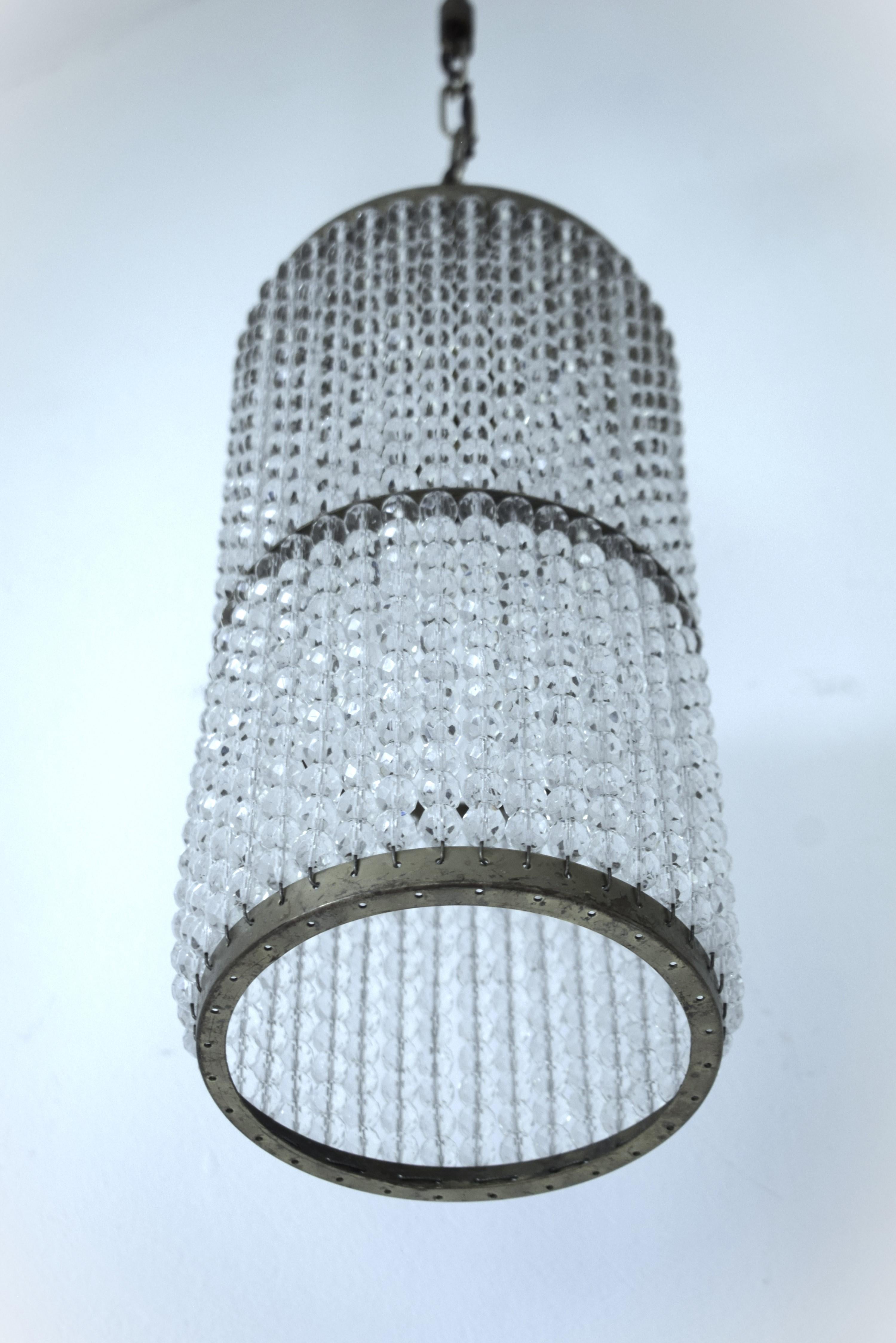 Ottone Lampada in cristallo Art Nouveau di Josef Hoffmann per Lobmeyr, Vienna, anni '20 in vendita