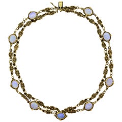Art Nouveau Crystal Opal Multi-Strand Gold Bracelet