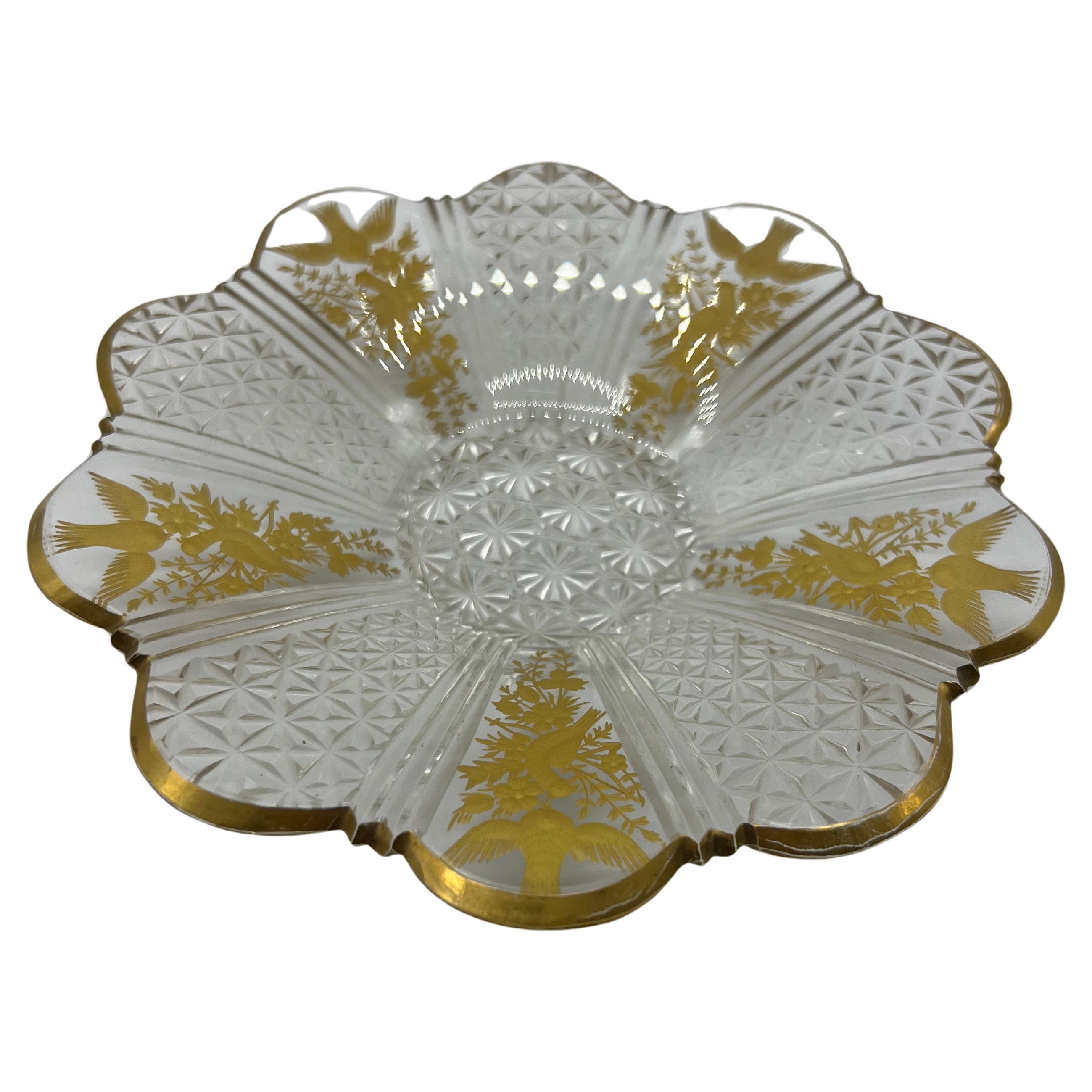 Rare Art Nouveau crystal plates, finely cut, in good condition