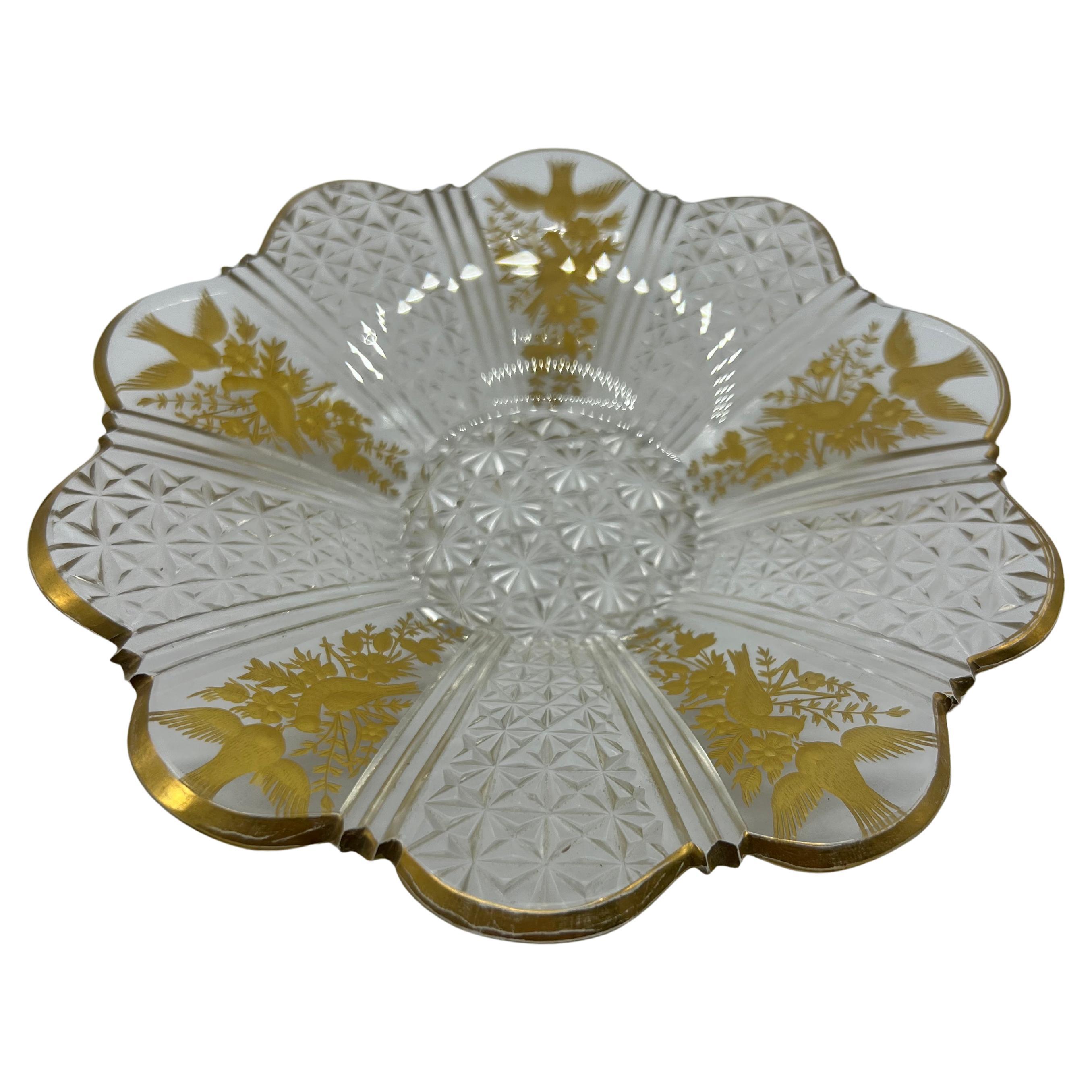 Art Nouveau crystal plate, finely cut In Good Condition For Sale In Wien, AT