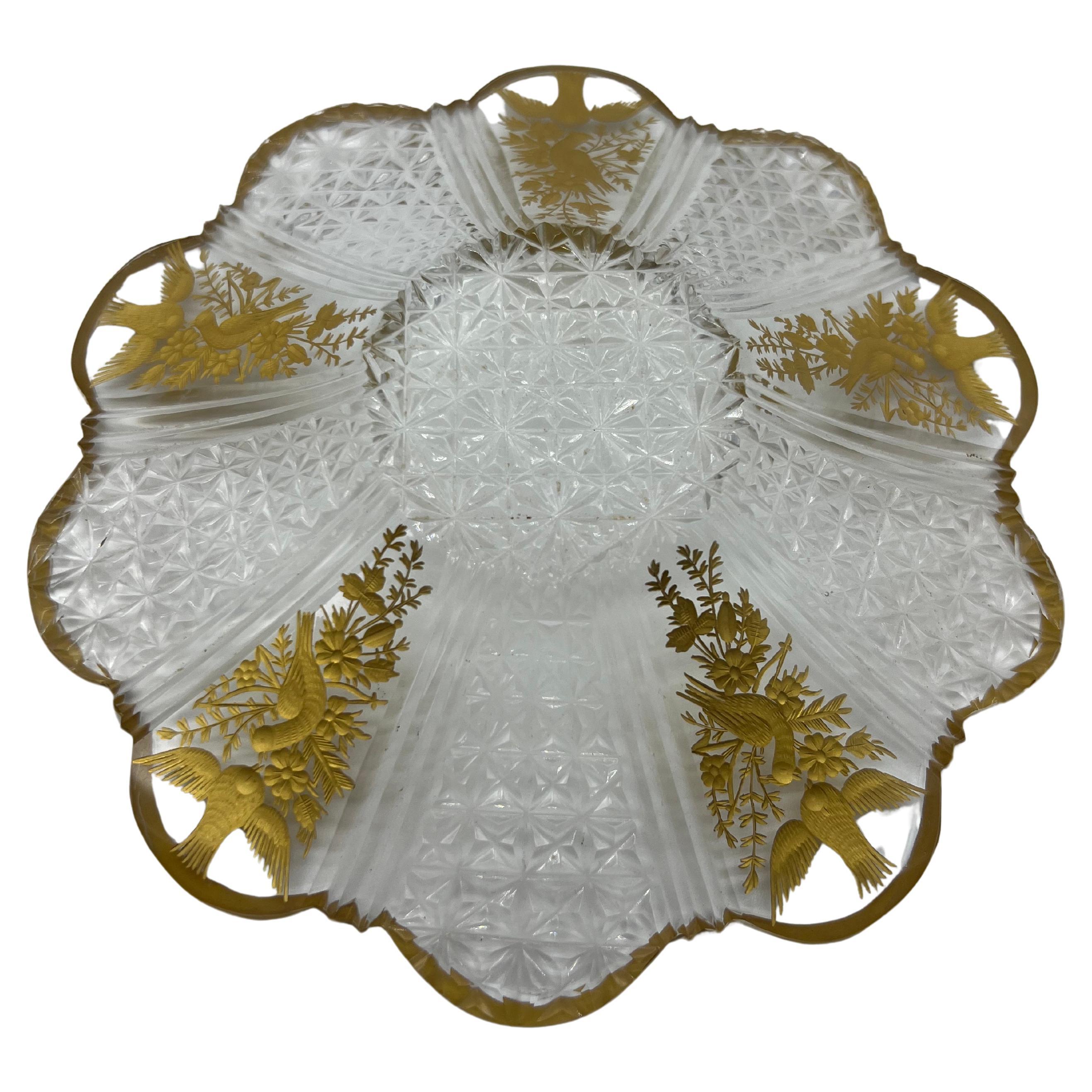 Late 19th Century Art Nouveau crystal plate, finely cut For Sale