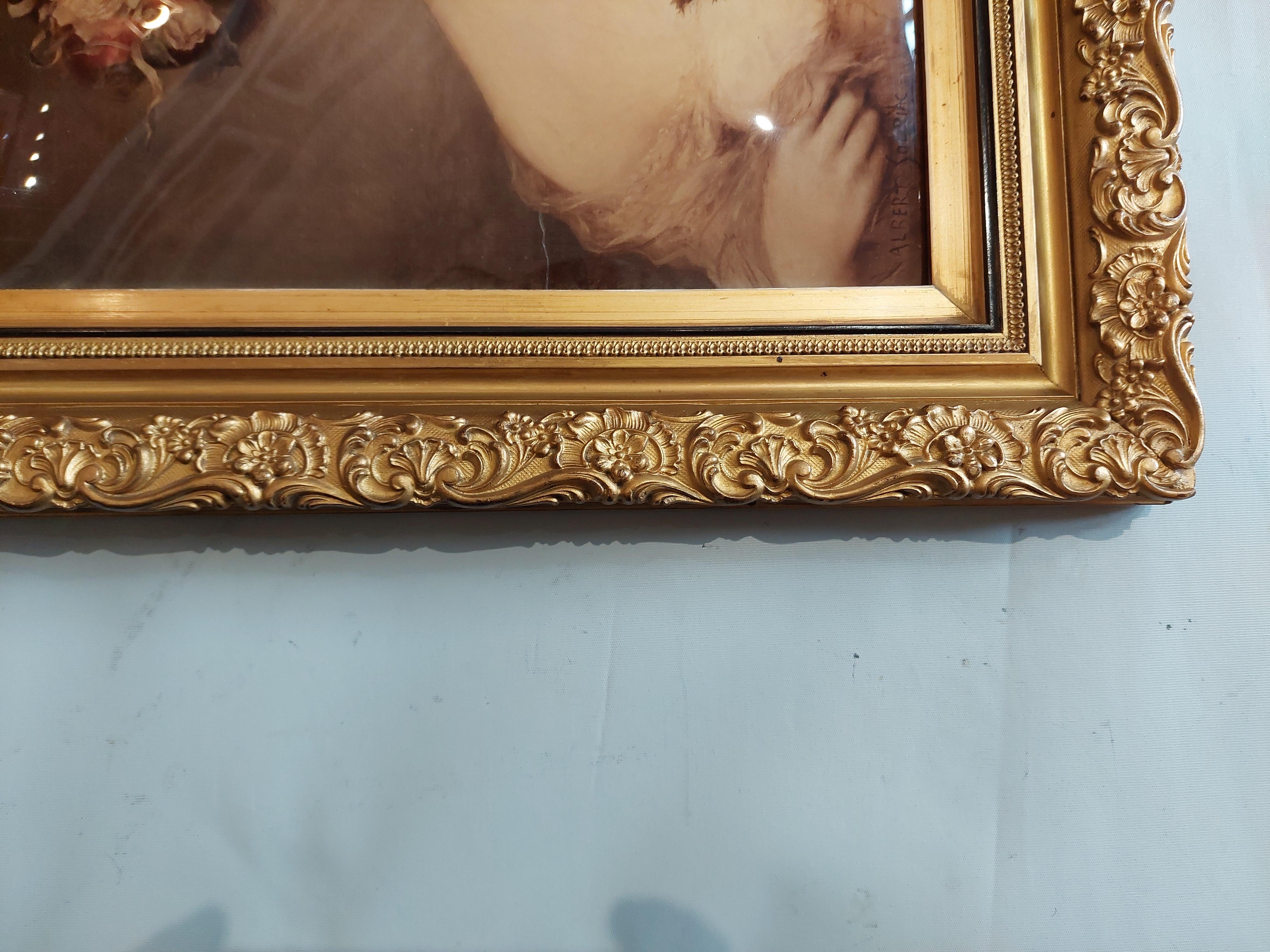 Early 20th Century Art Nouveau Crystoleum Portrait - Albert Solbiac