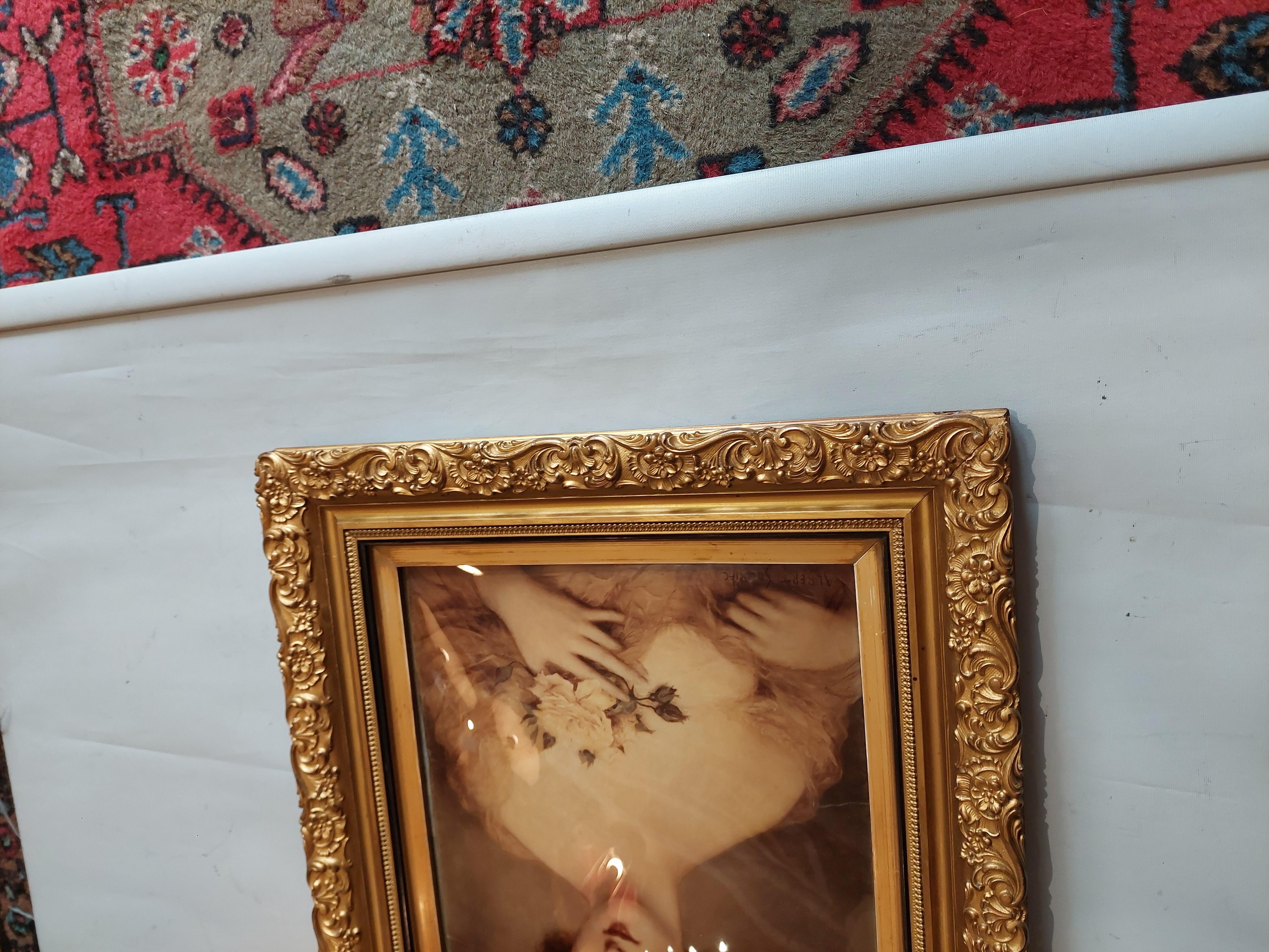 Glass Art Nouveau Crystoleum Portrait - Albert Solbiac