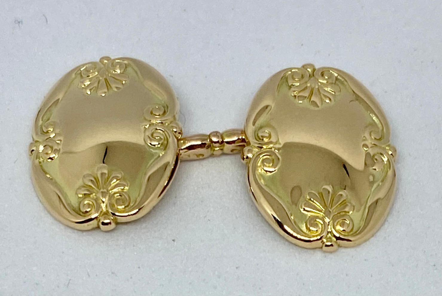 Art Nouveau Cufflinks in Yellow Gold by Marcus & Company For Sale 2