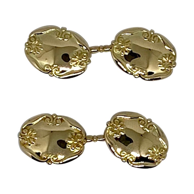 Gemelli da polso Art Nouveau in oro giallo di Marcus & Company