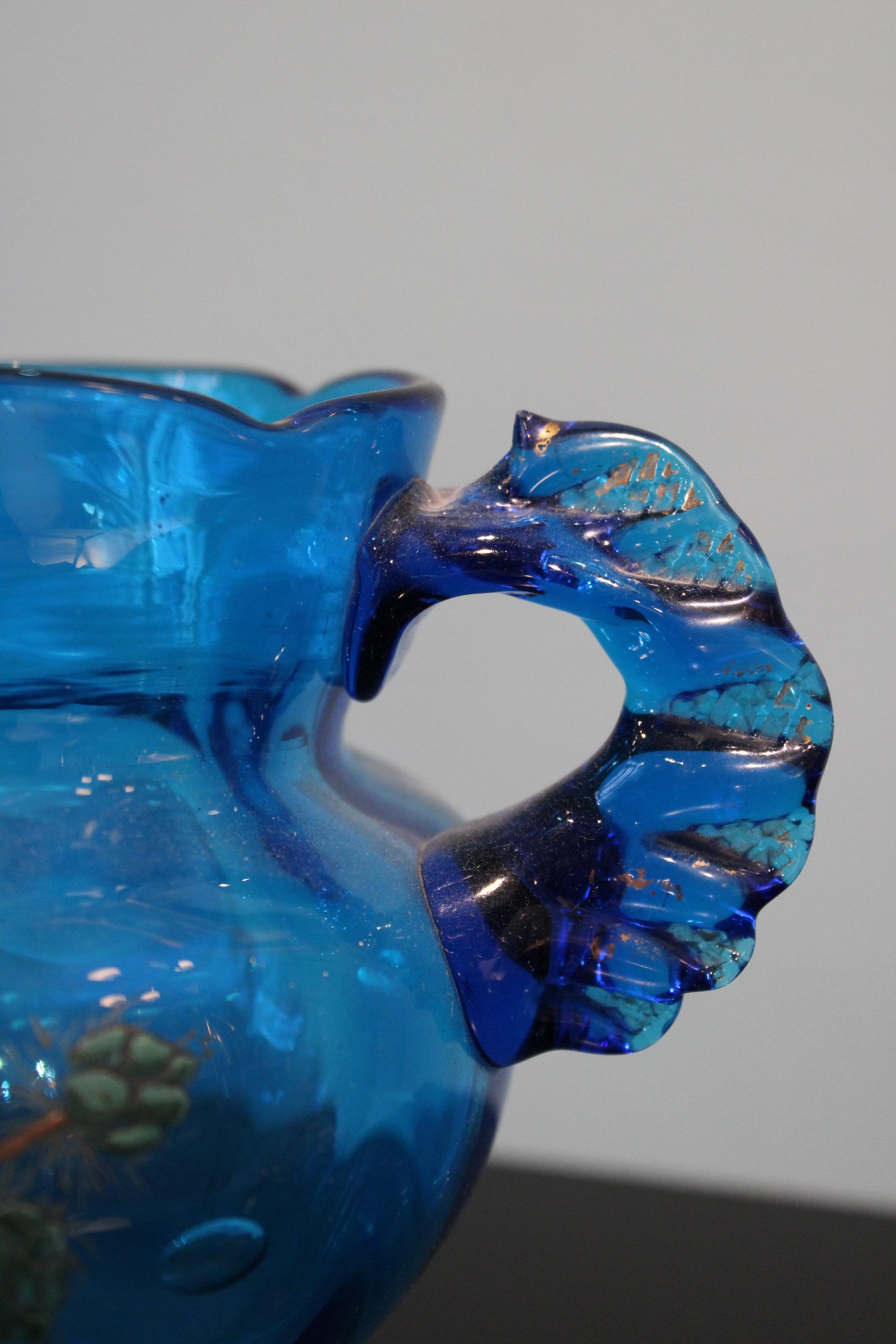 Art Nouveau Cup in Blue Glass For Sale 1