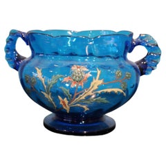 Vintage Art Nouveau Cup in Blue Glass