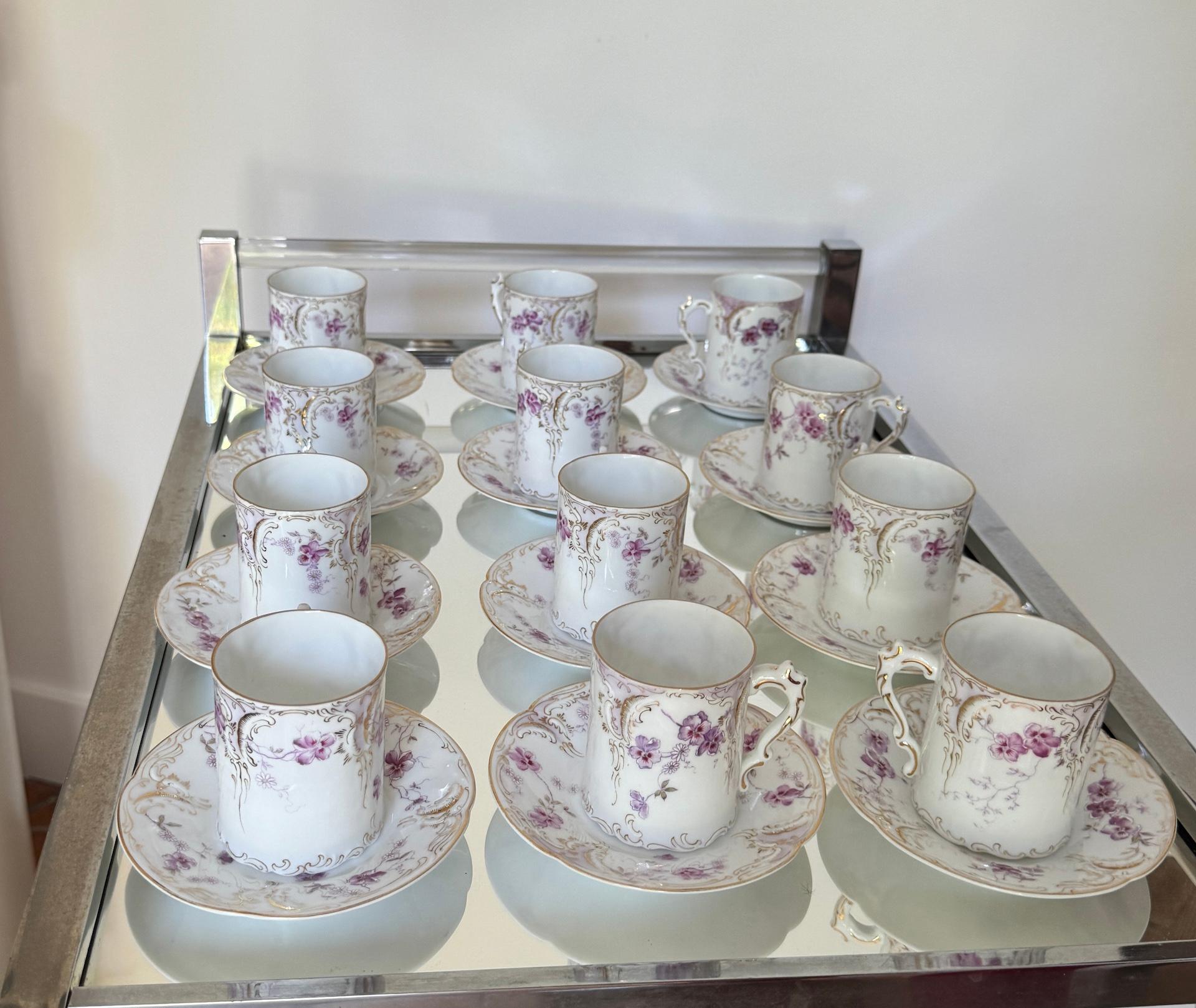 Art Nouveau Cup Saucer Hand Painted Gold Purple White Porcelain by Rosenthal 6