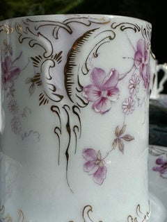 Art Nouveau Cup Saucer Hand Painted Gold Purple White Porcelain by Rosenthal
